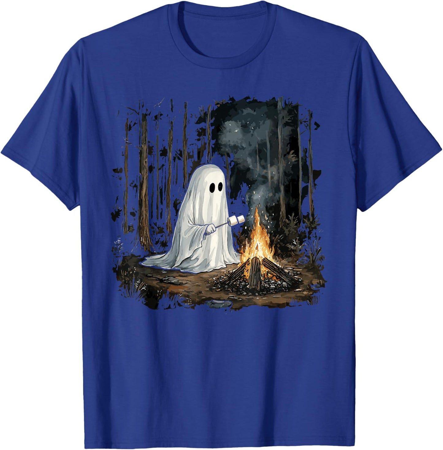 Vintage Floral Ghost Halloween Ghost in the Forest Gothic T-Shirt - T-Shirt | Royal