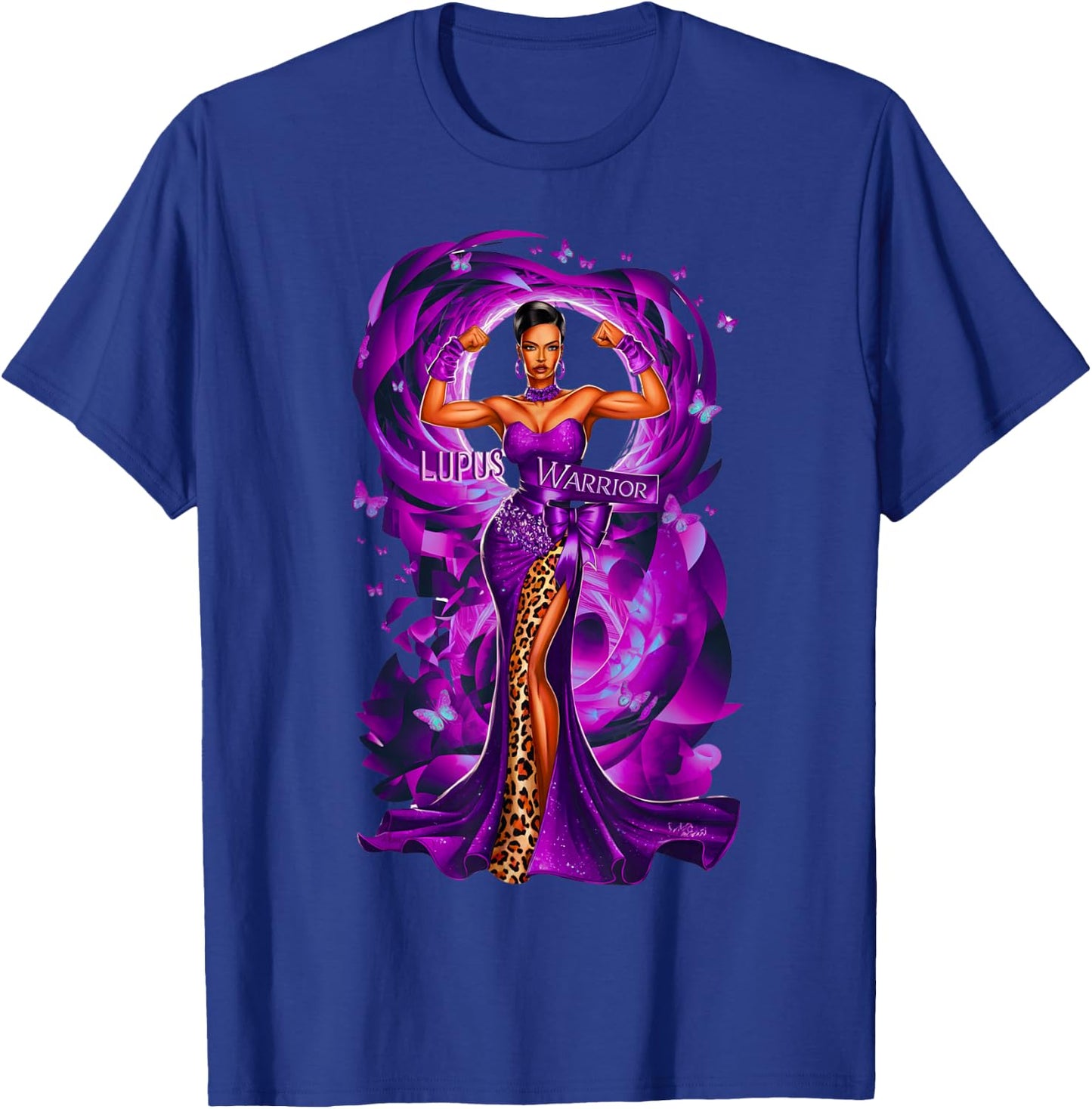 African American Black Woman Lupus Warrior Purple Ribbon Mom T-Shirt - T-Shirt | Royal