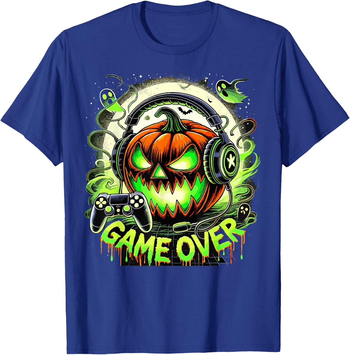 Halloween Jack O Lantern Game Over Gaming Gamer T-Shirt - T-Shirt | Royal
