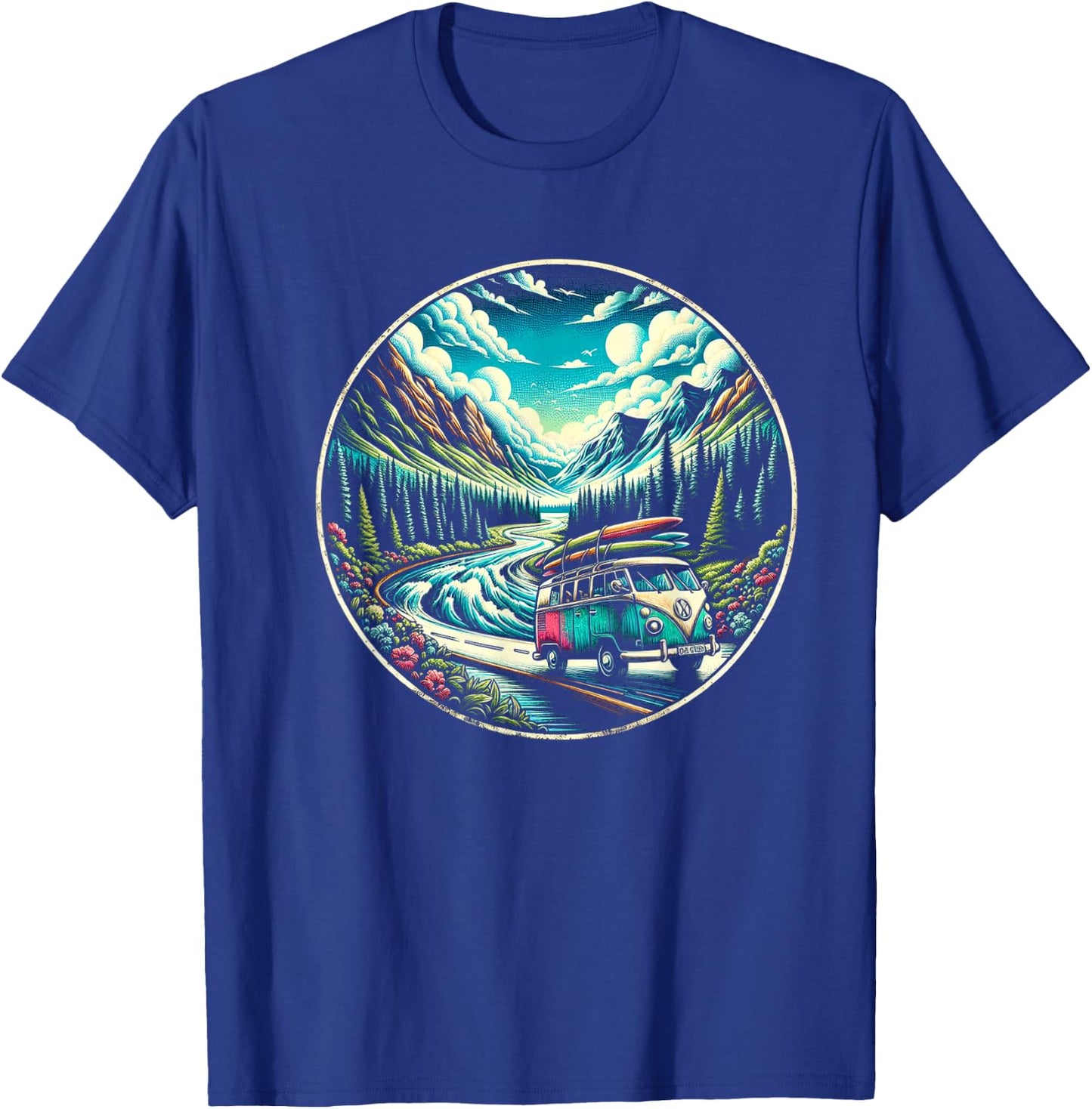 Classic Van Adventure in Scenic Mountains T-Shirt - T-Shirt | Royal