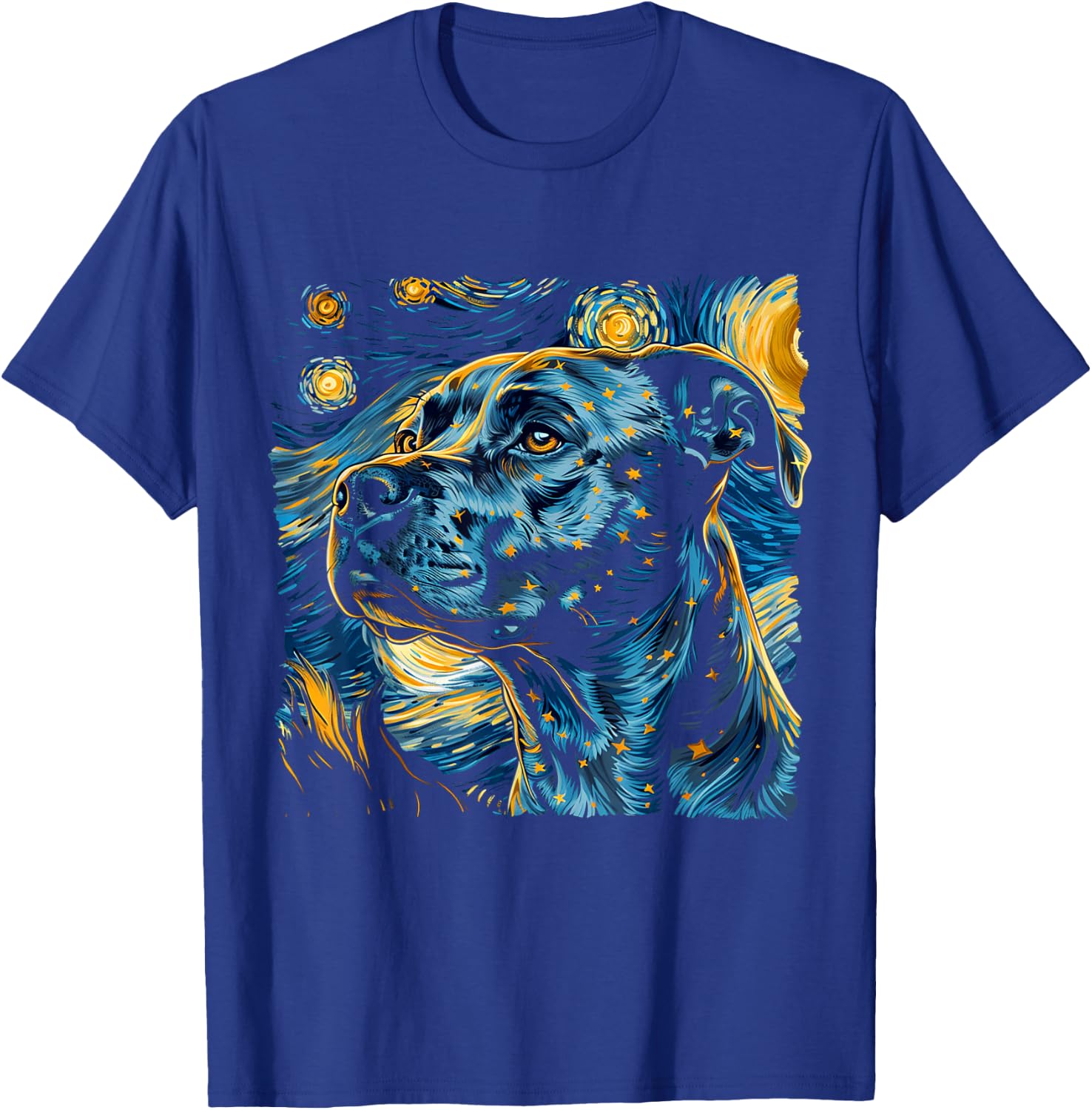 Starry Night Pitbull Van Gogh pitbull Funny Rodent Animal T-Shirt - T-Shirt | Royal