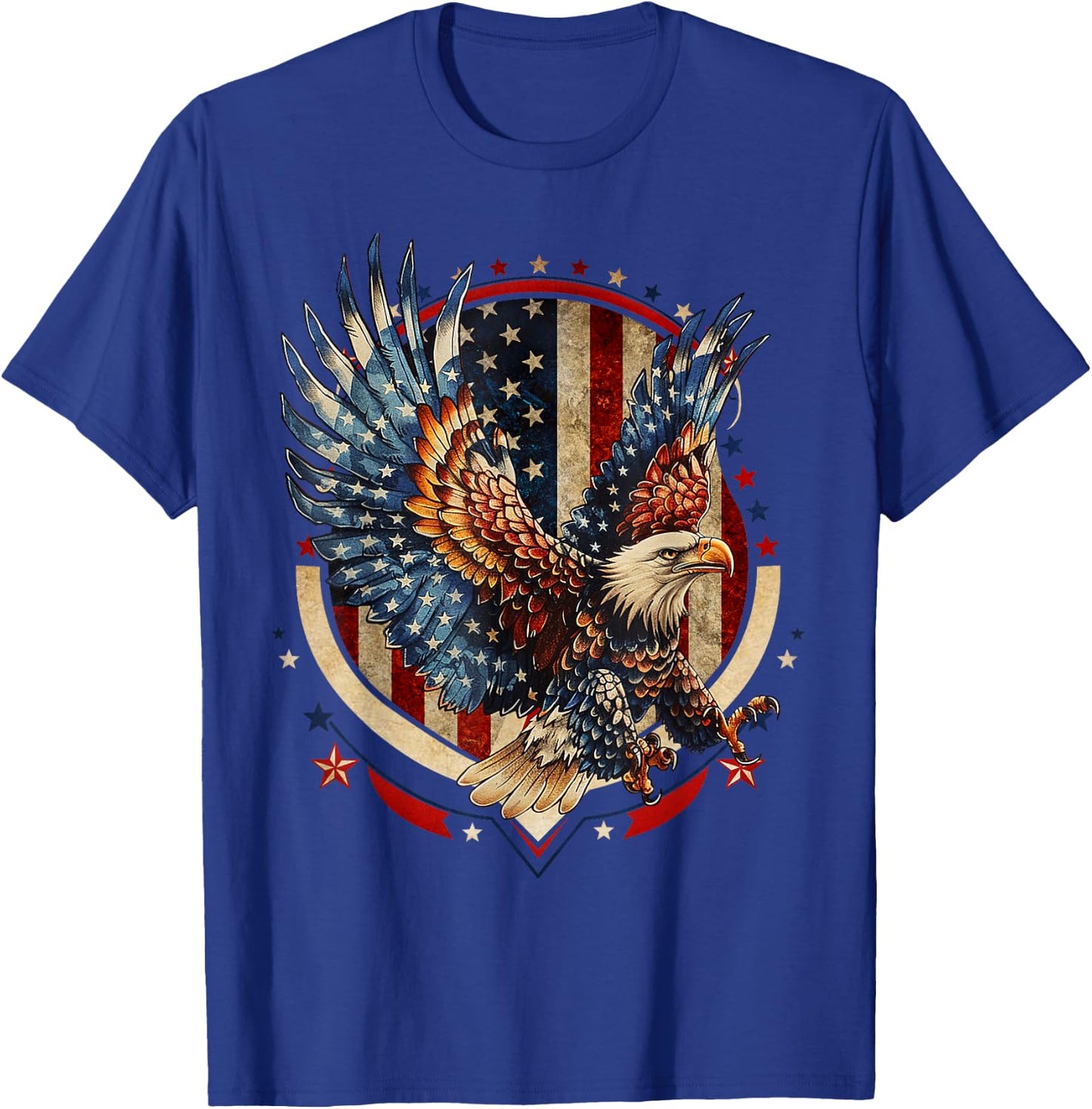 American Bald Eagle USA Flag Patriotic Eagle 4th of July T-Shirt - T-Shirt | Royal
