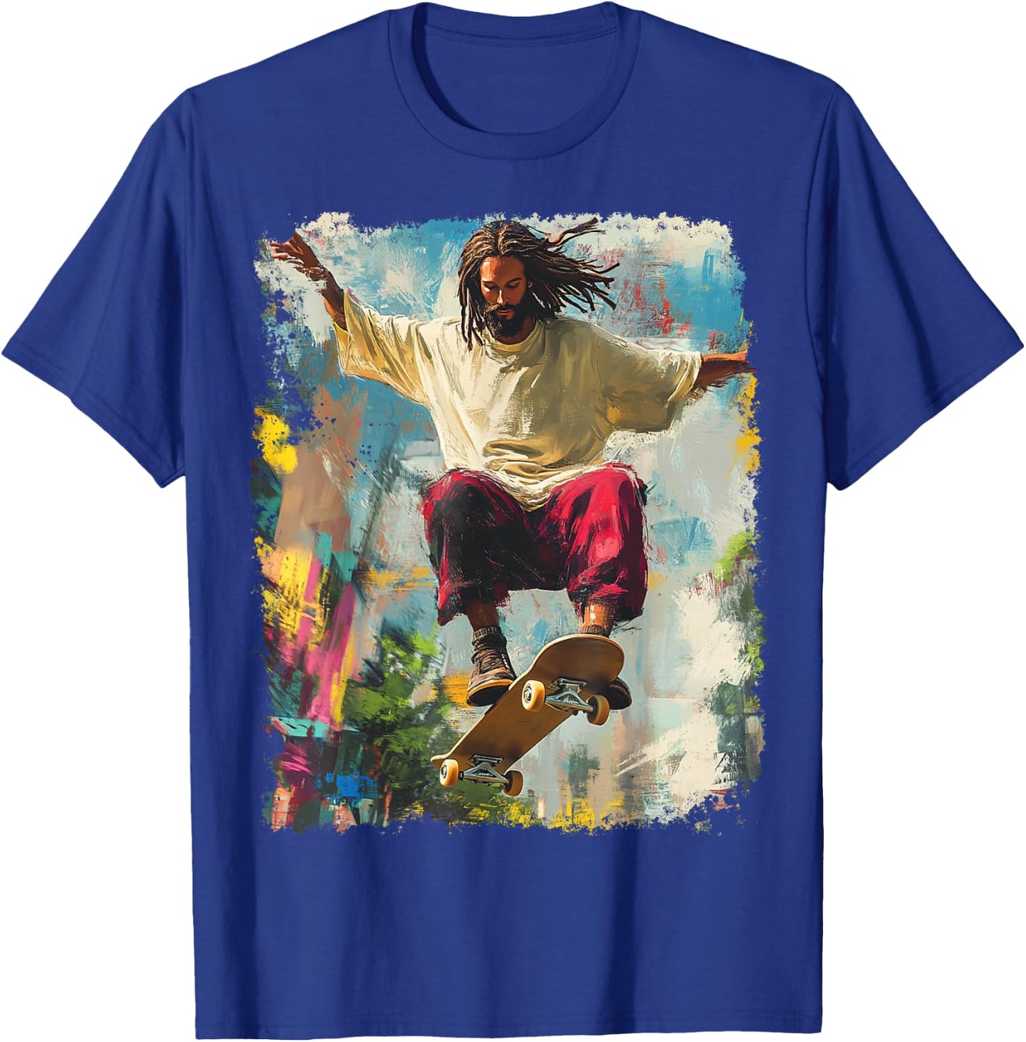 Skateboarding King Jesus Christ Skateboard T-Shirt - T-Shirt | Royal