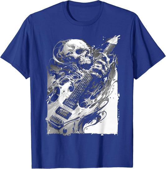 Skeleton playing guitar ,Rock Star Shredding Guitar T-Shirt - T-Shirt | Royal