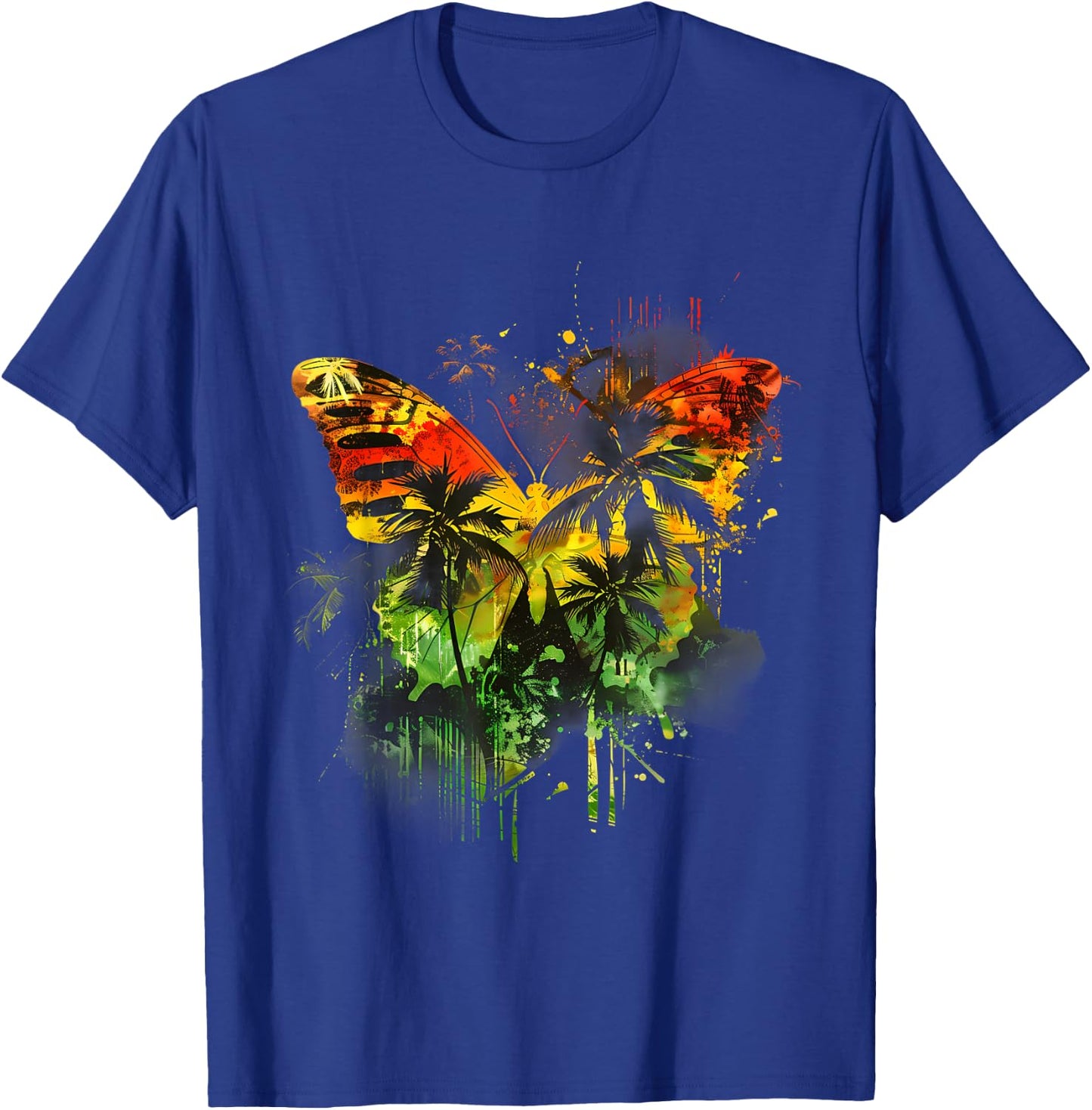 Rasta Reggae Butterfly Jamaican Music Roots Rastafari T-Shirt - T-Shirt | Royal