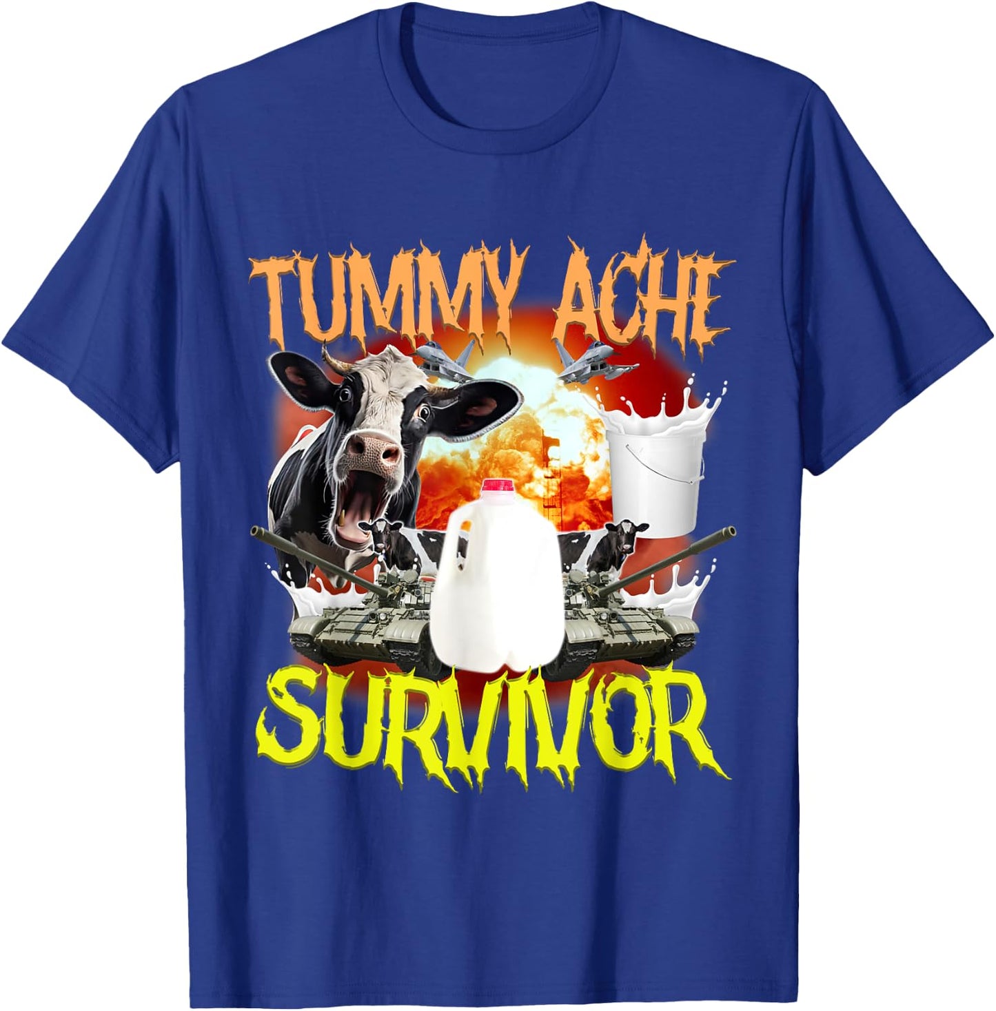 Tummy Ache Survivor Lactose Intolerant Funny T-Shirt - T-Shirt | Royal