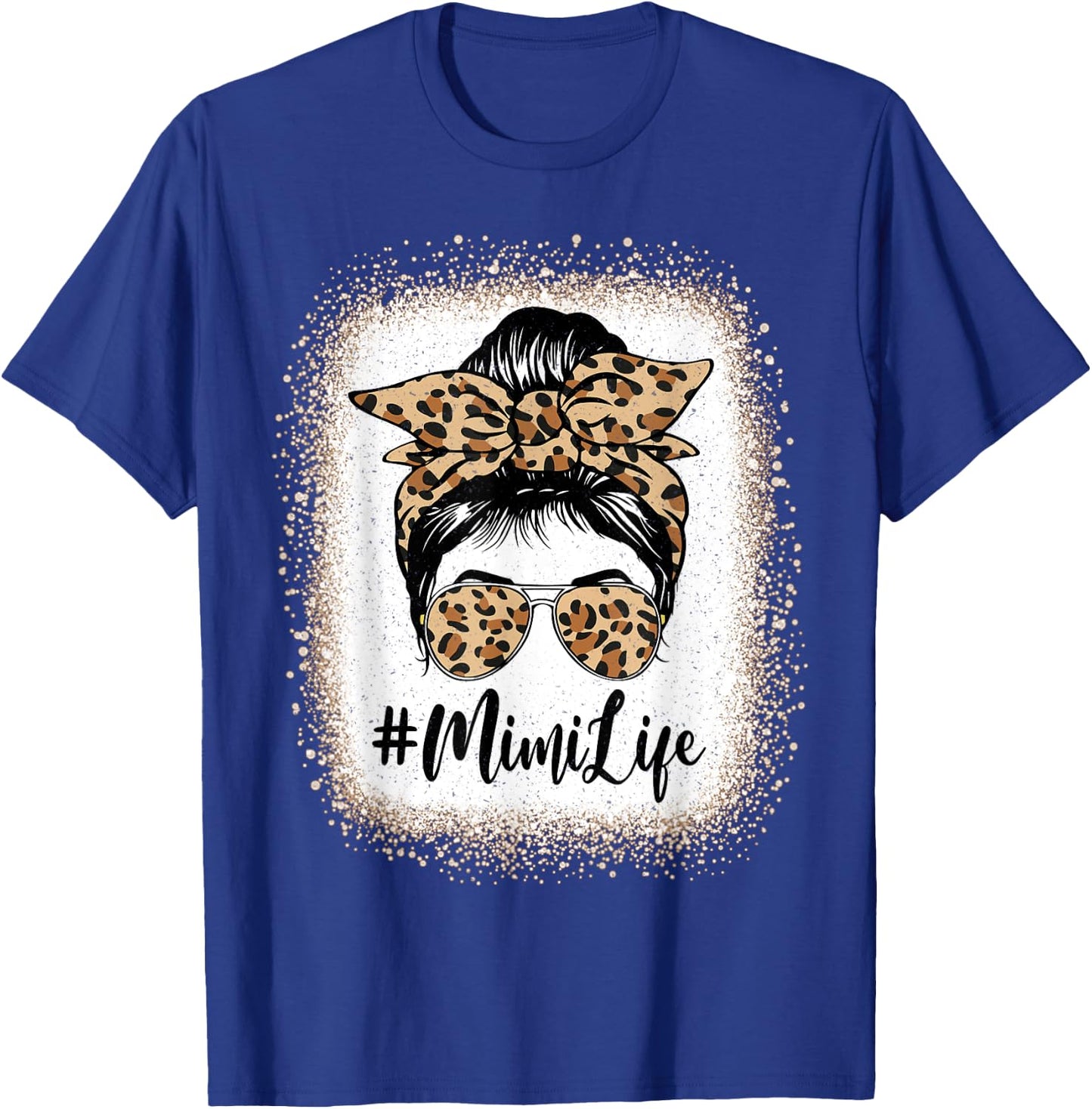 MiMi Life Bleached Leopard Messy Bun Mother's day T-Shirt - T-Shirt | Royal