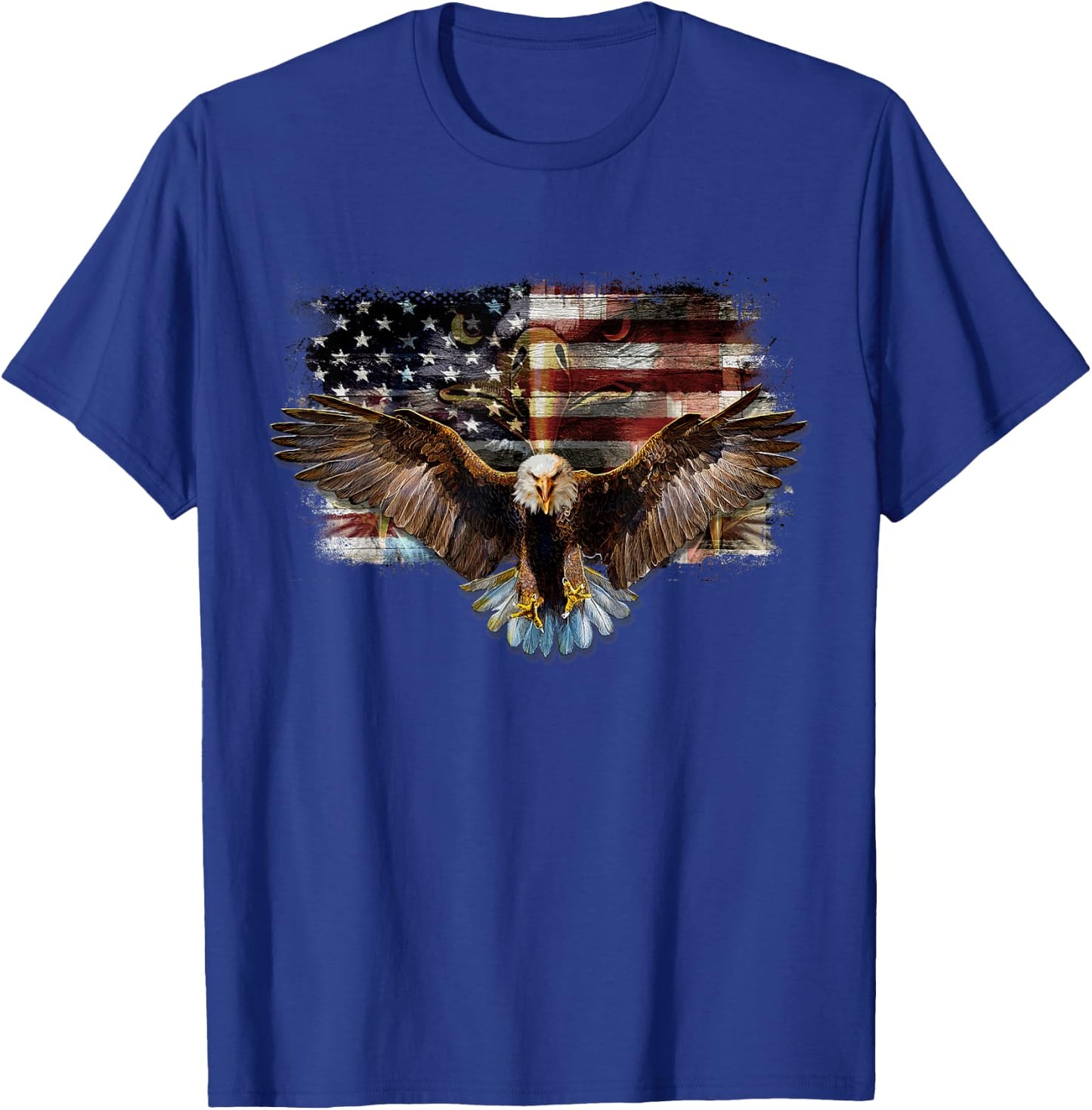Bald Eagle 4th of July American USA Flag Eagle Patriotic T-Shirt - T-Shirt | Royal