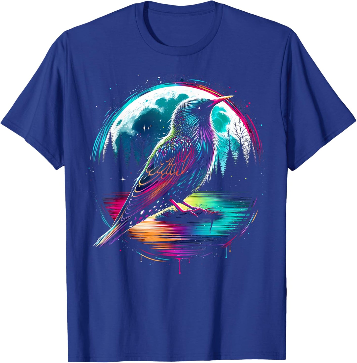 Colorful Starling Bird Spirit Animal Cool Illustration T-Shirt - T-Shirt | Royal
