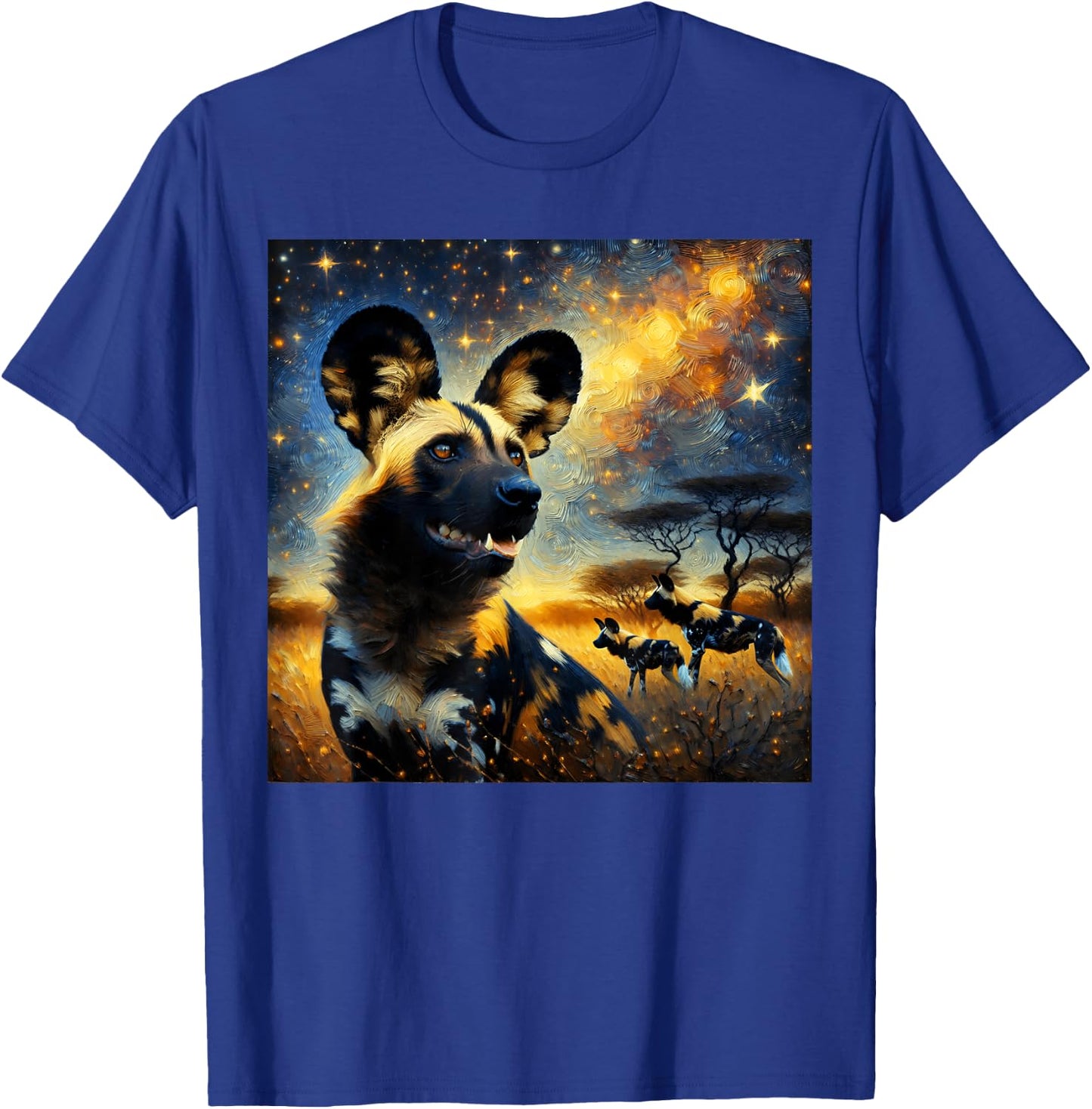 African Wild Dog Starry Night African Wild Dog T-Shirt - T-Shirt | Royal