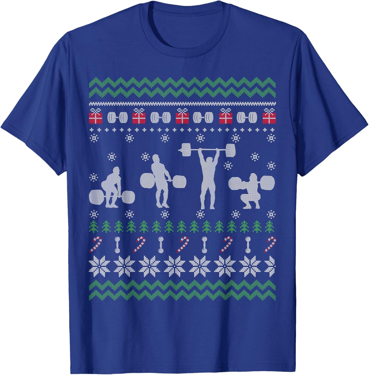 Funny Weightlifting Ugly Christmas Sweater Gift T-Shirt - T-Shirt | Royal