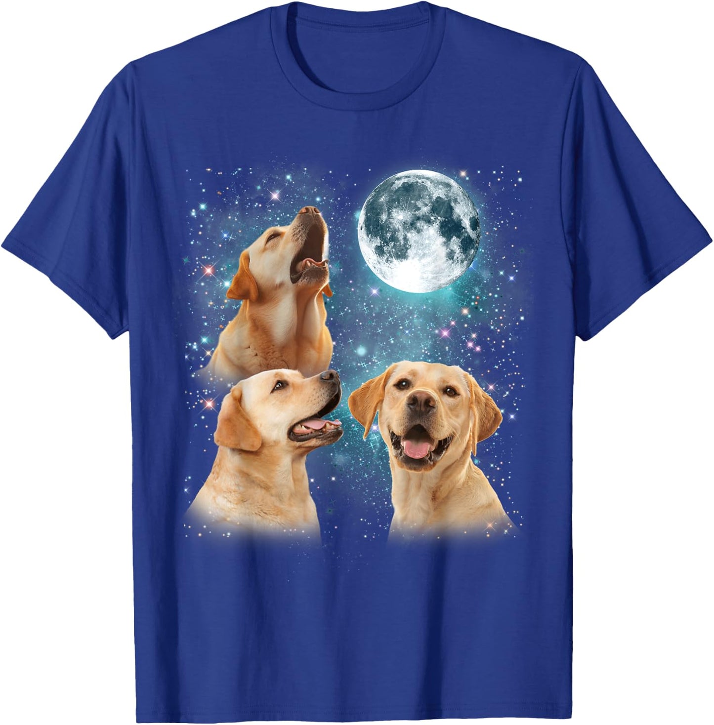 3 Labrador Moon Howling Lab Head Funny Gifts Women T-Shirt - T-Shirt | Royal