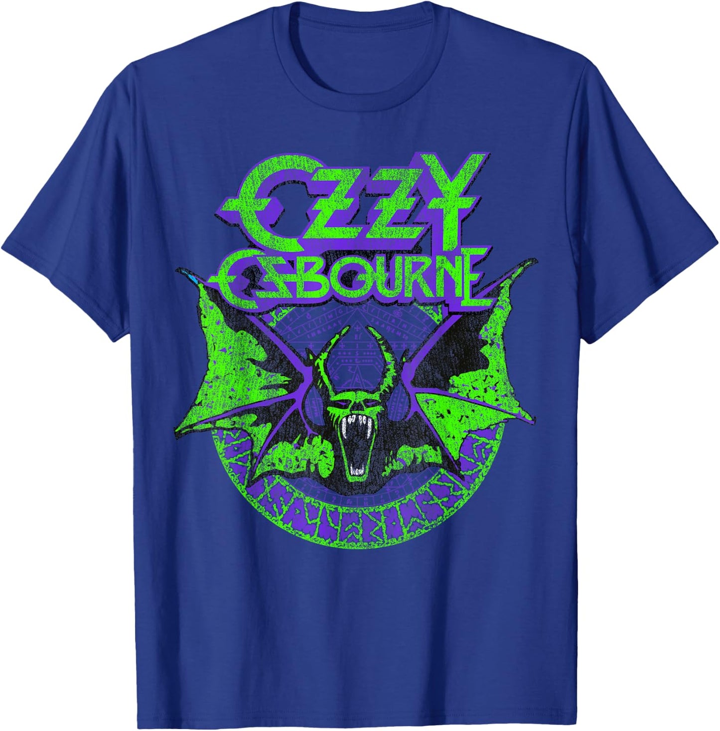 Ozzy Osbourne Bat Circle Neon V2 T-Shirt - T-Shirt | Royal