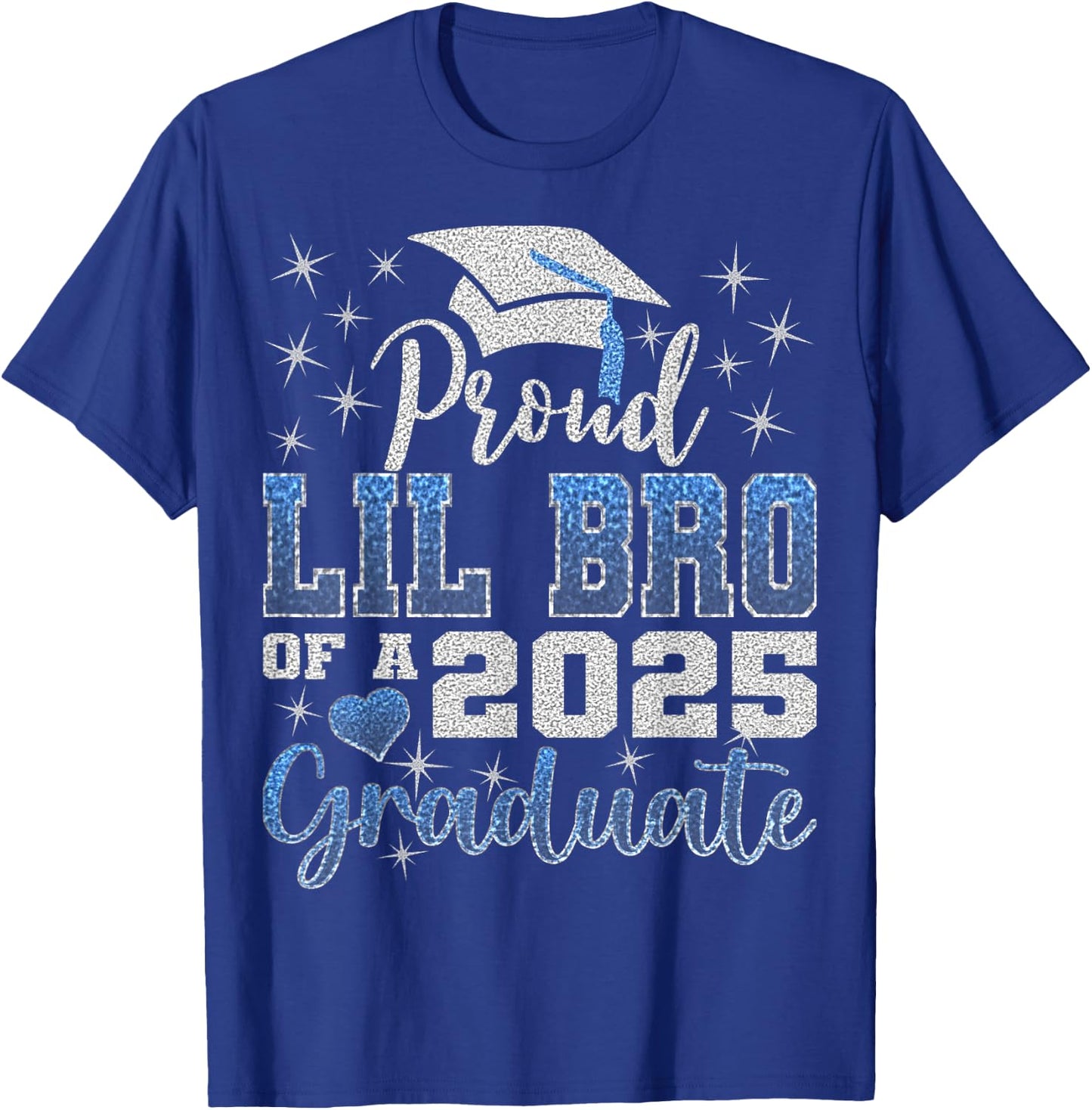 Super Proud Lil Bro of 2025 Graduate Awesome Family College T-Shirt - T-Shirt | Royal
