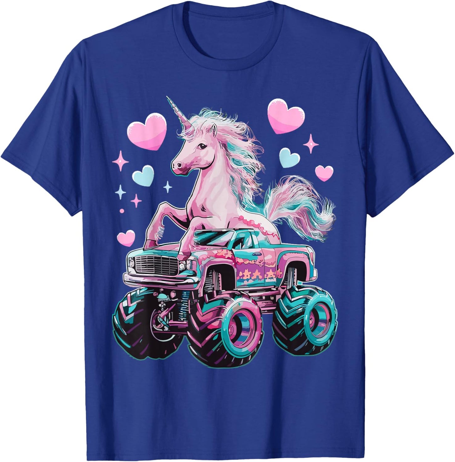 Monster Truck Unicorn Girl Birthday Party Monster Truck T-Shirt - T-Shirt | Royal