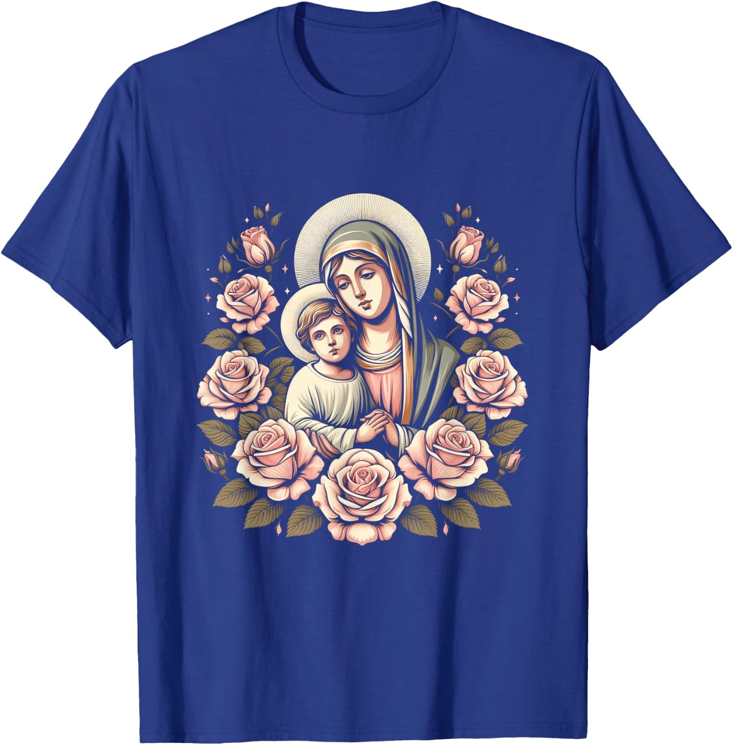 Our Lady of Good Blessed Mother Mary Christian Art T-Shirt - T-Shirt | Royal
