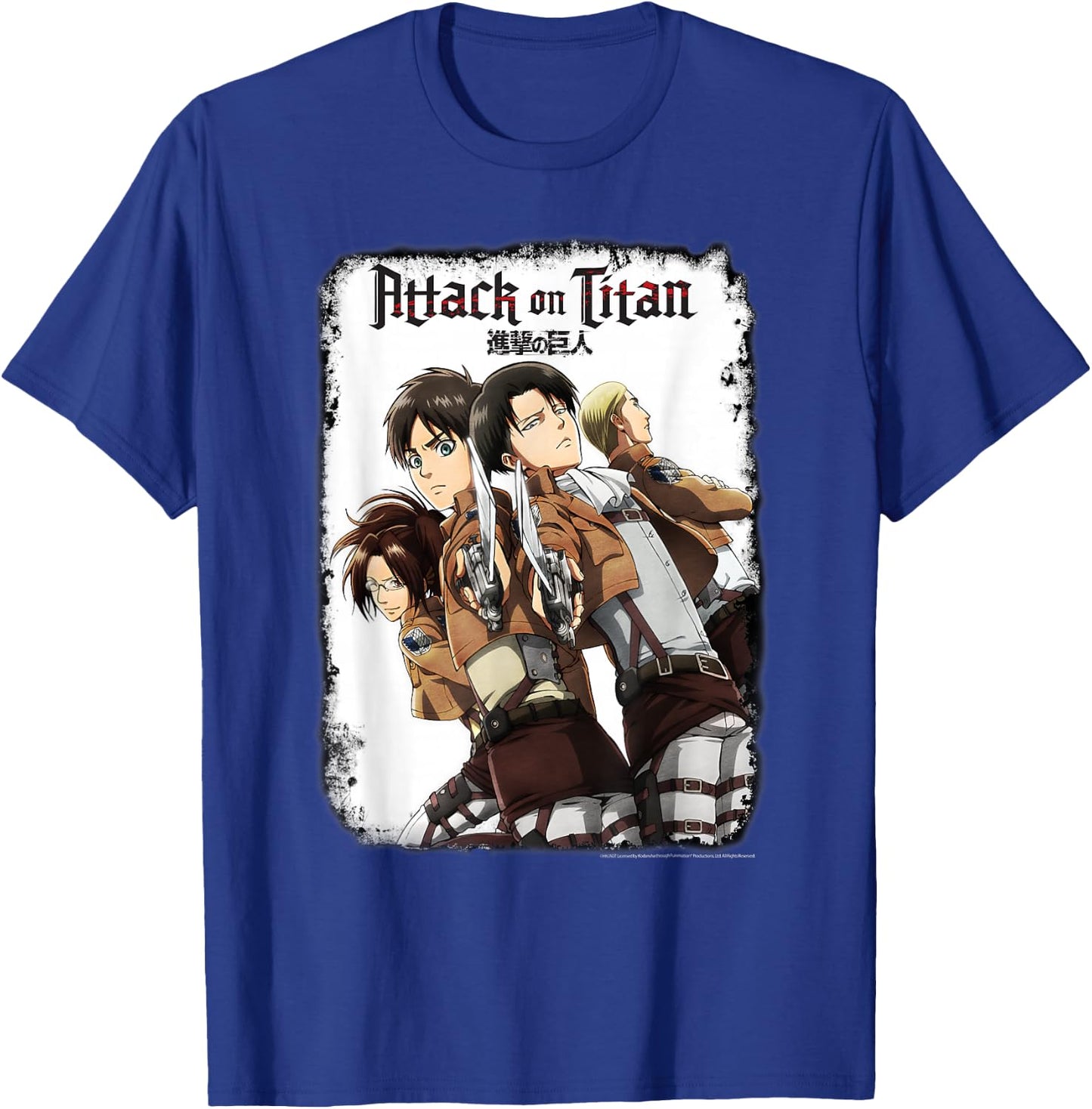 Attack on Titan Group Portrait with Swords and Logo Anime T-Shirt - T-Shirt | Royal