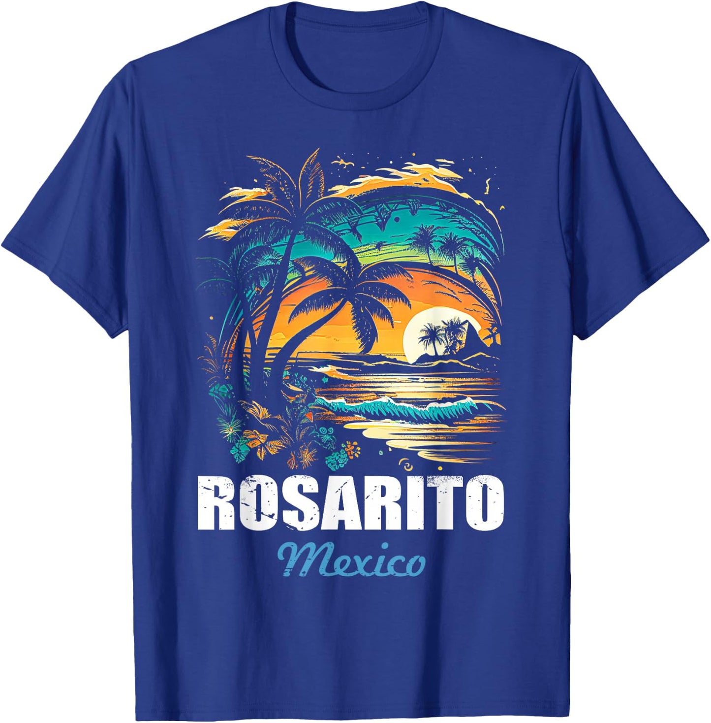 Retro Rosarito Mexico Sunset Vintage Vacation Souvenir T-Shirt - T-Shirt | Royal