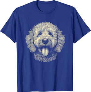 Goldendoodle Dog Face Art Design T-Shirt - T-Shirt | Royal