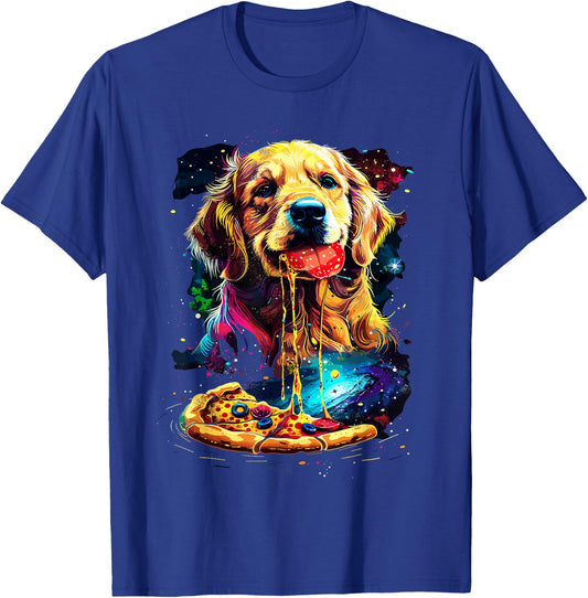 Pizza Dog I Space Dog eating Pizza T-Shirt - T-Shirt | Royal