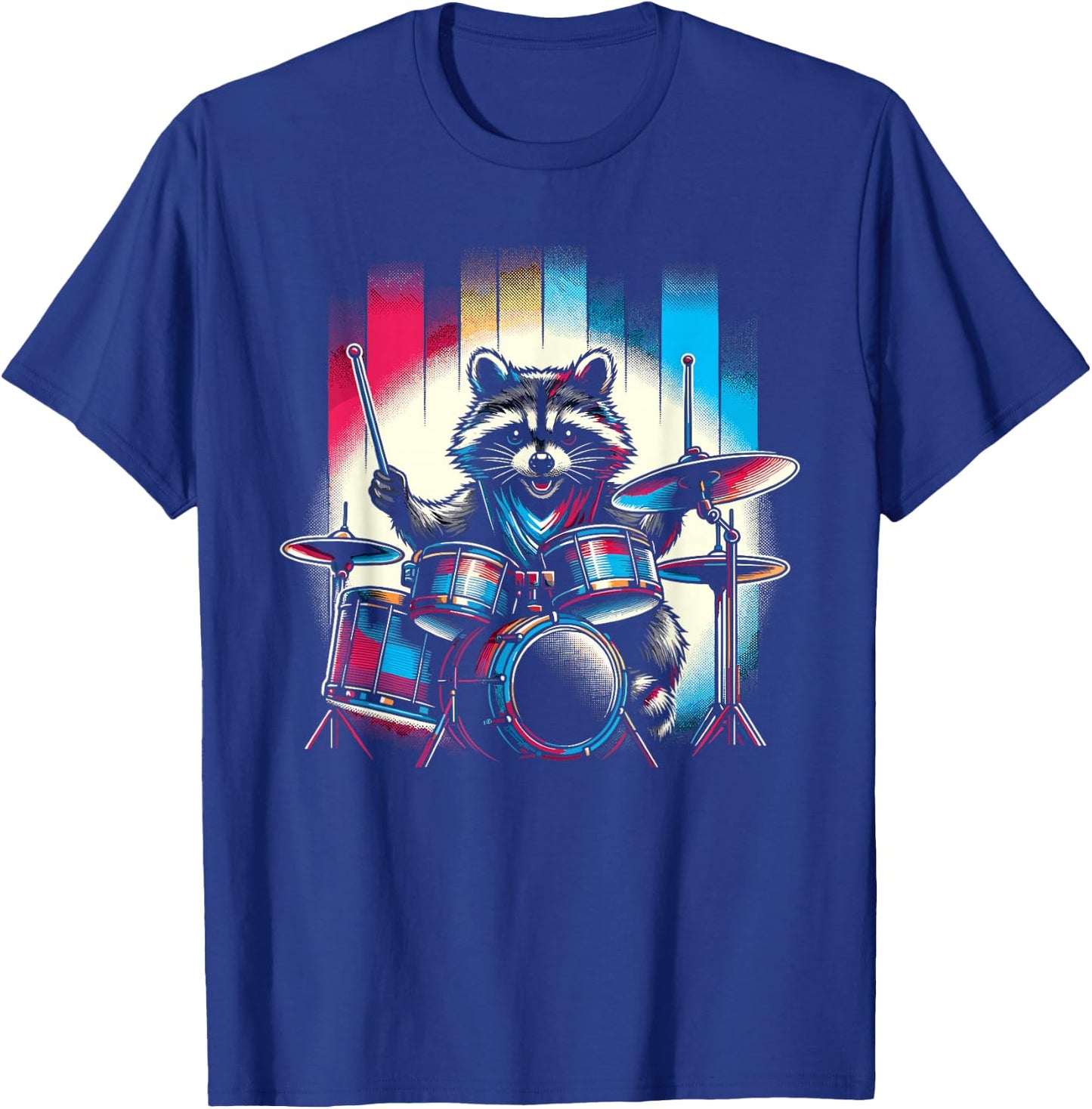 Raccoon Playing Drums Teacher Drummer Novelty Funny Drummer Men Women Girls Kids T-Shirt - T-Shirt | Royal