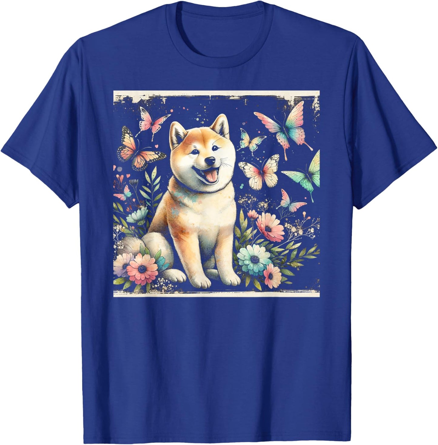 Shiba Inu and Butterflies T-Shirt - T-Shirt | Royal