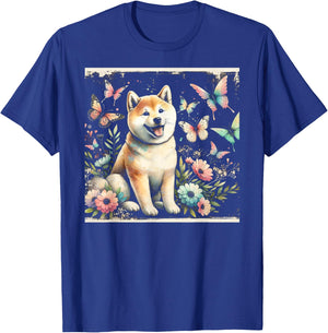 Shiba Inu and Butterflies T-Shirt - T-Shirt | Royal