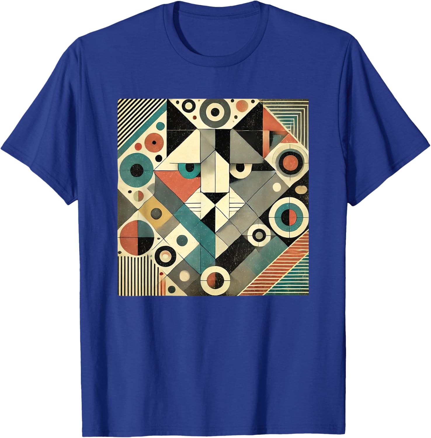 Cute Geometric cat, Cat Lover, Cat Mom, Cat Dad T-Shirt - T-Shirt | Royal