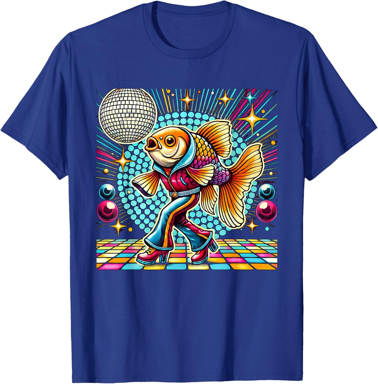 Aesthetic Fish Disco T-Shirt - T-Shirt | Royal