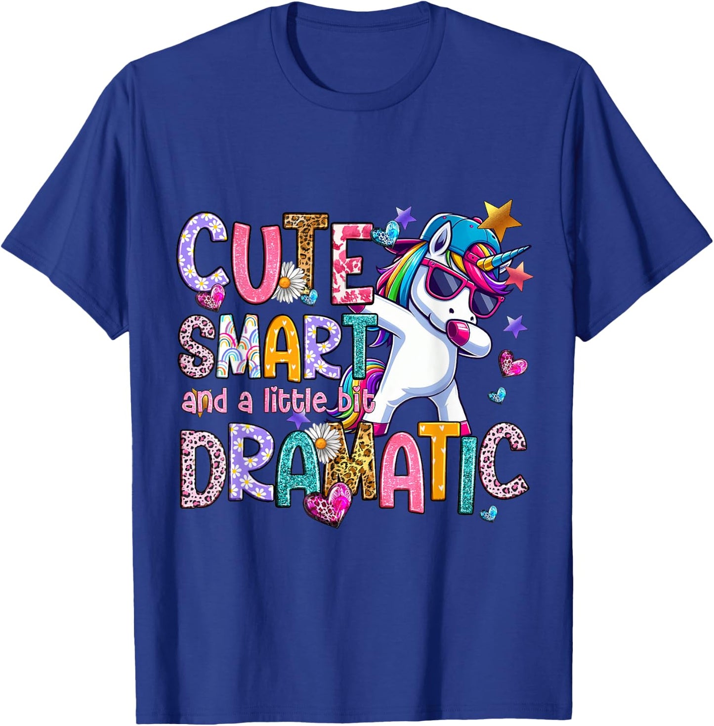Cute Smart And A Little Bit Dramatic Funny Unicorn Kid Girls T-Shirt - T-Shirt | Royal