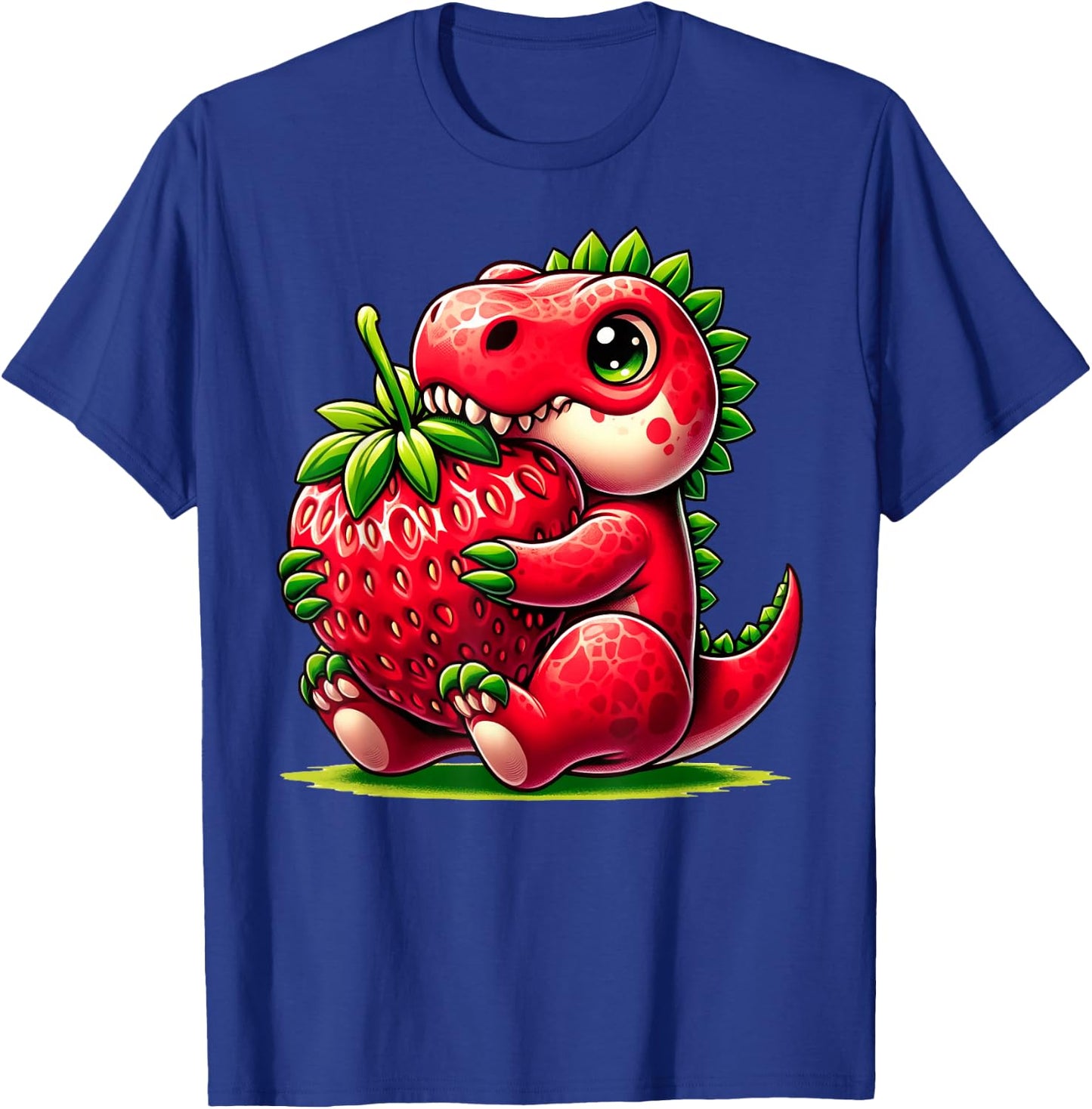Cute Strawberry Summer Fruit Lover Dinosaur T Rex Boys Girls T-Shirt - T-Shirt | Royal