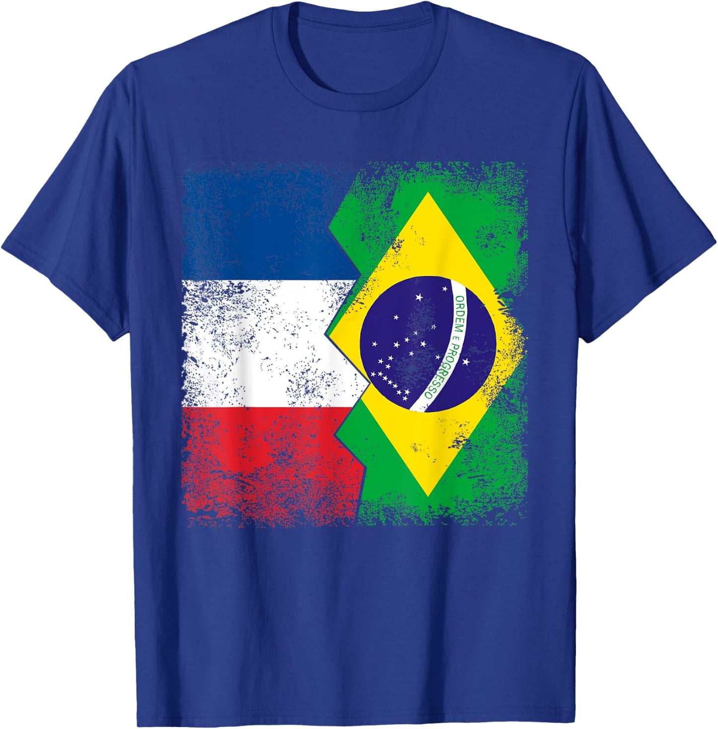 France Brazil Flags | Half Brazilian French Roots Brasil T-Shirt - T-Shirt | Royal