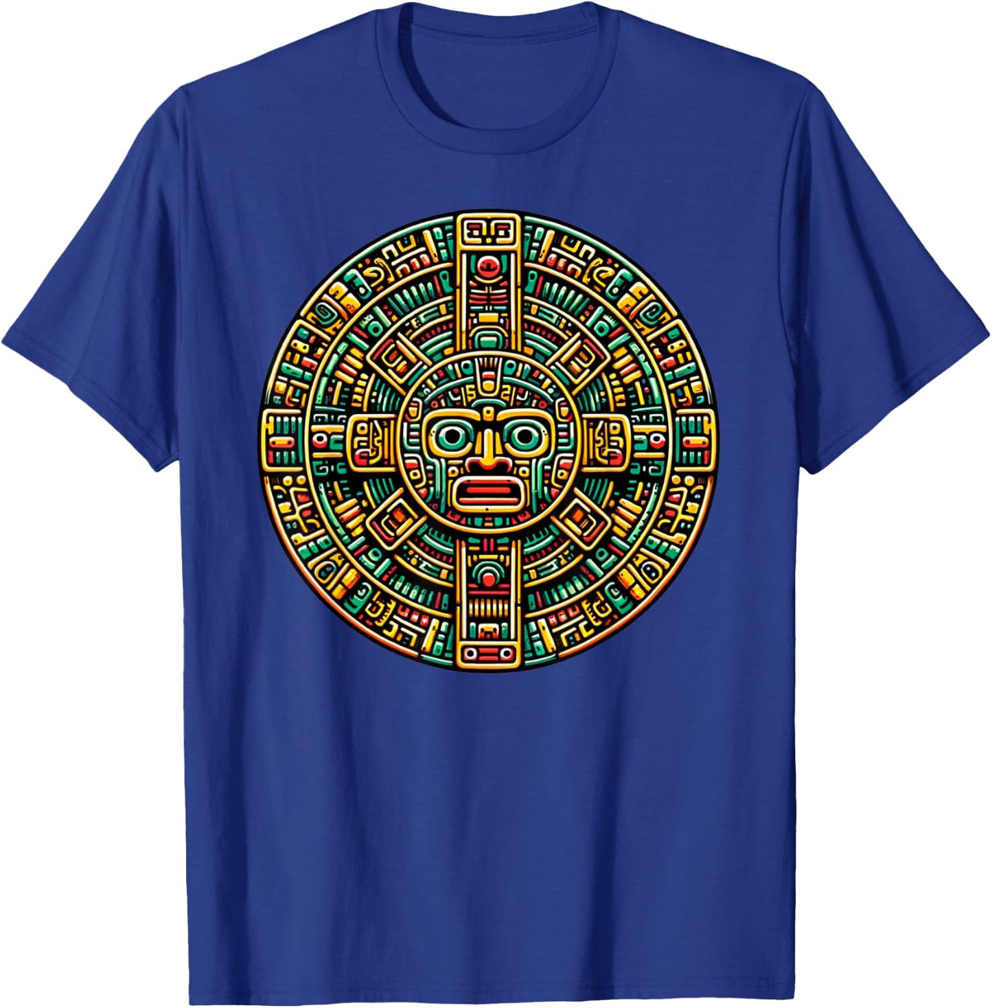 Aztec Calendar And Hispanic Mayan Heritage T-Shirt - T-Shirt | Royal