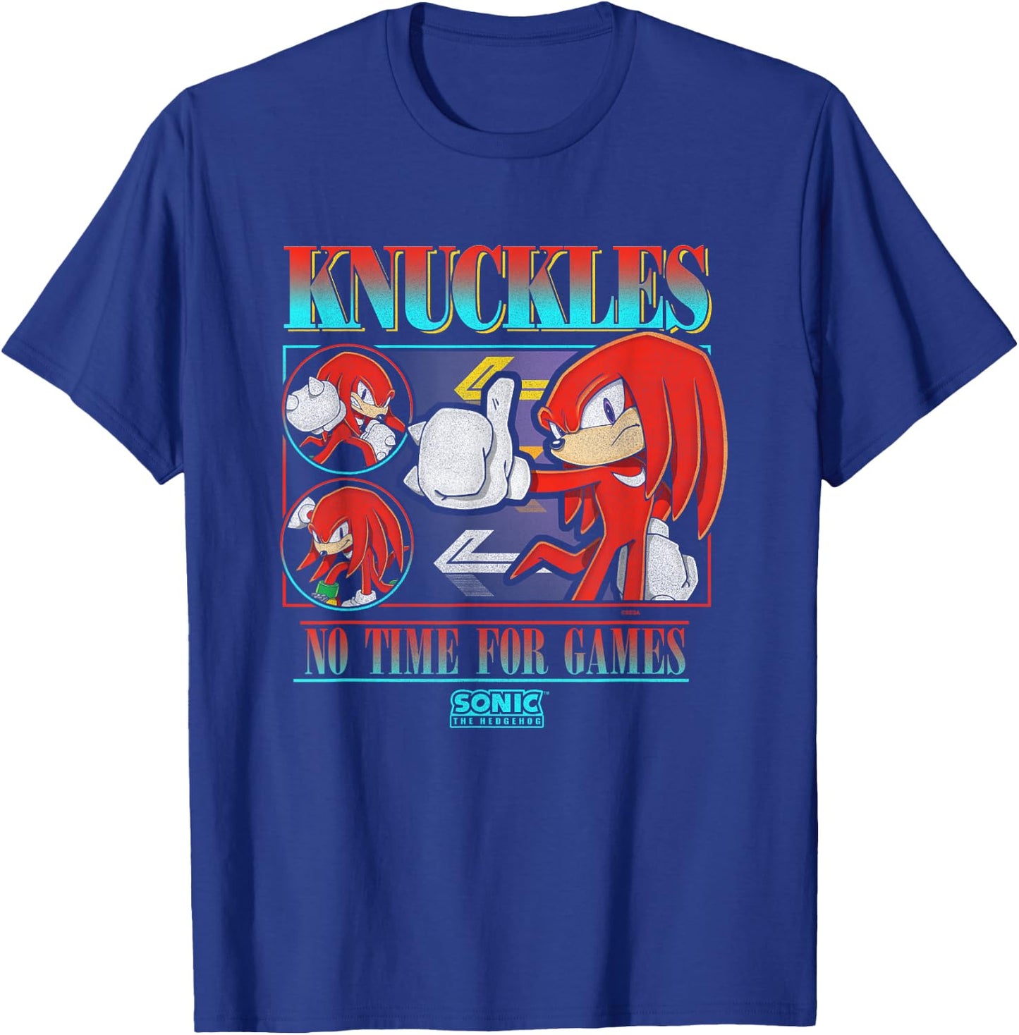 Sonic The Hedgehog Knuckles No Time For Games Vintage T-Shirt - T-Shirt | Royal