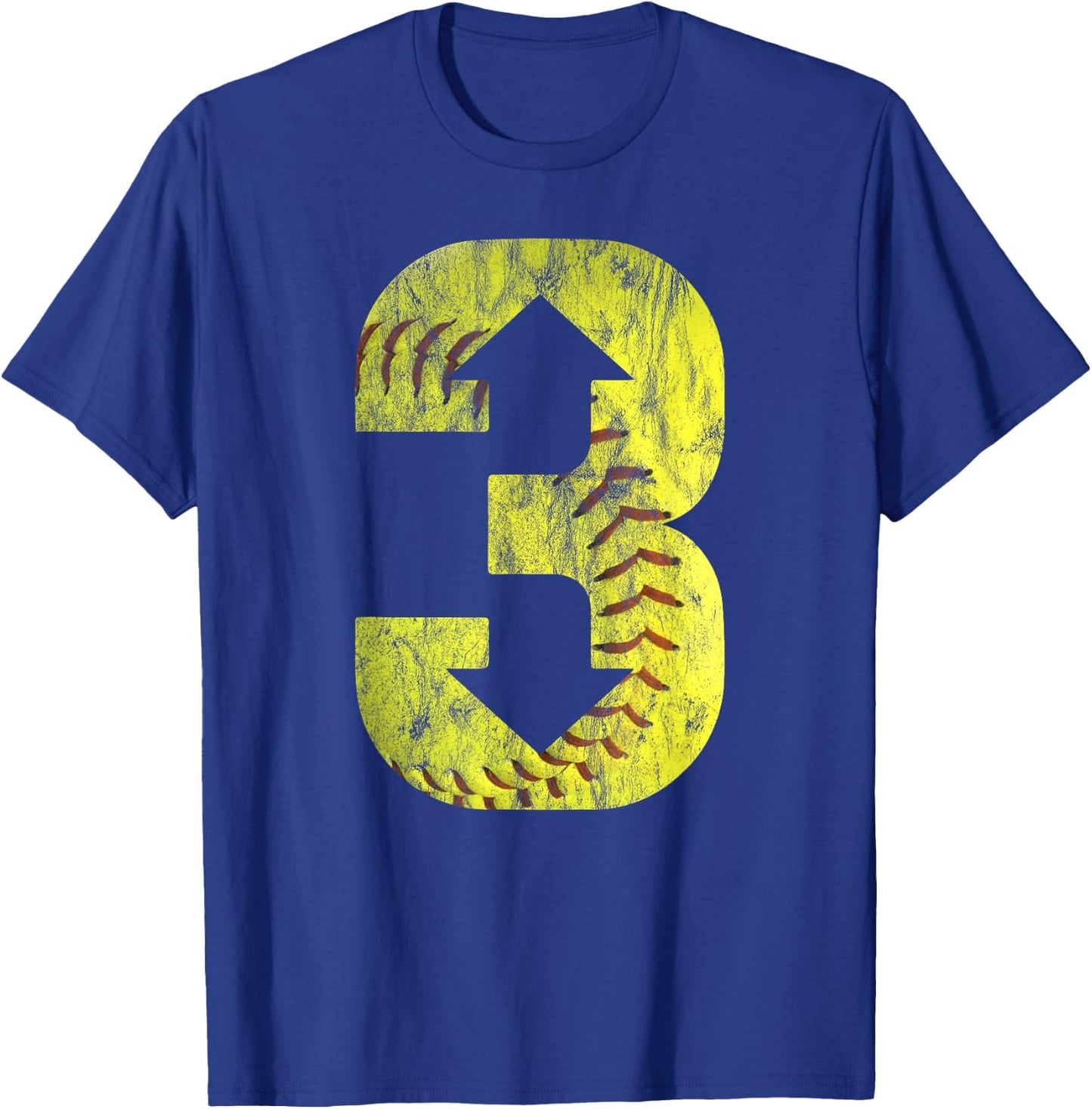3 Up 3 Down | Three Up Three Down Softball Distressed T-Shirt - T-Shirt | Royal
