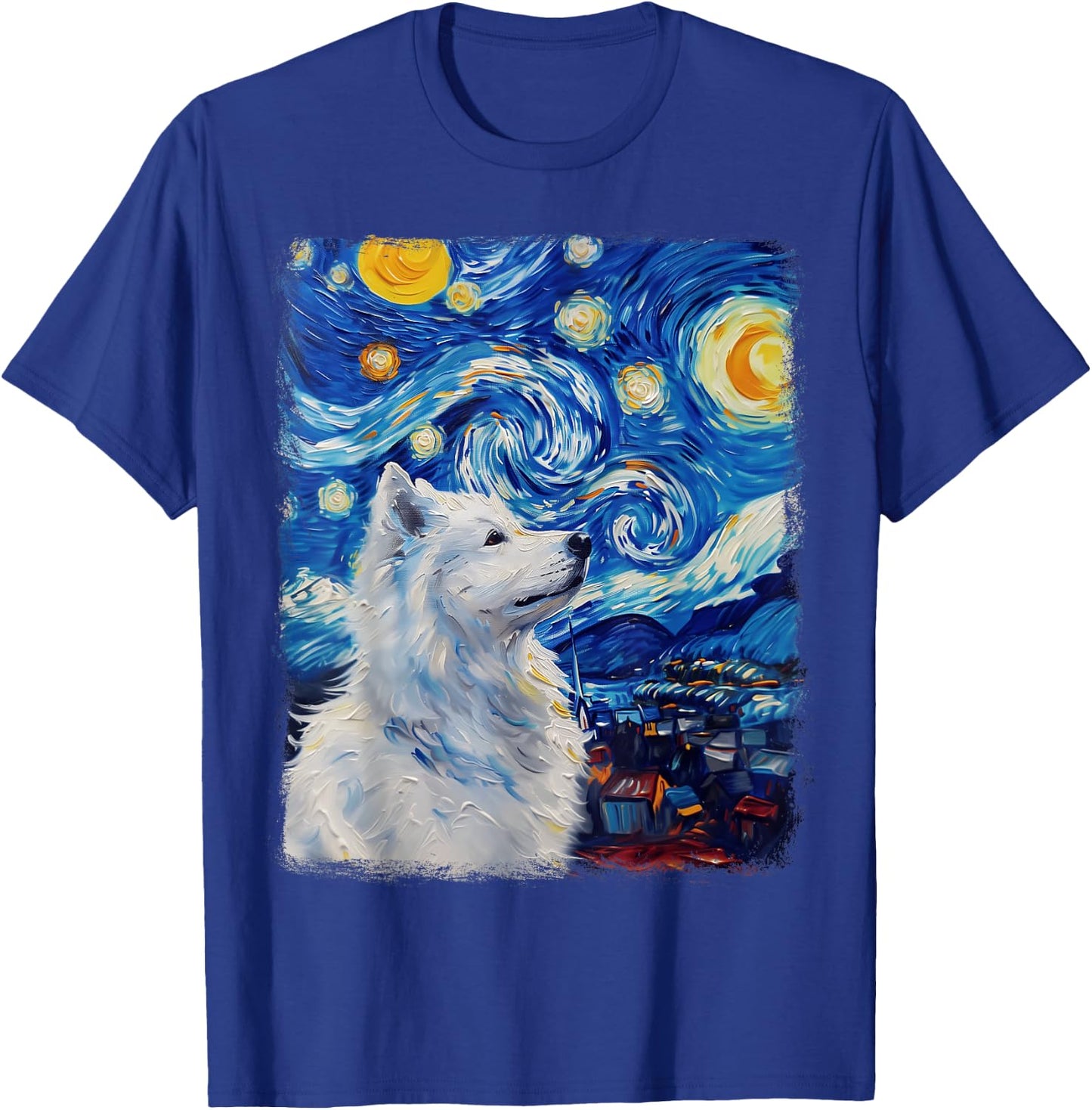 Samoyed Dog Starry Night Painting T-Shirt - T-Shirt | Royal