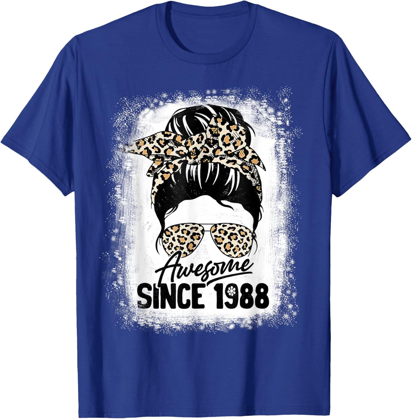 34 Years Old Awesome Since 1988 Leopard 34th Birthday T-Shirt - T-Shirt | Royal