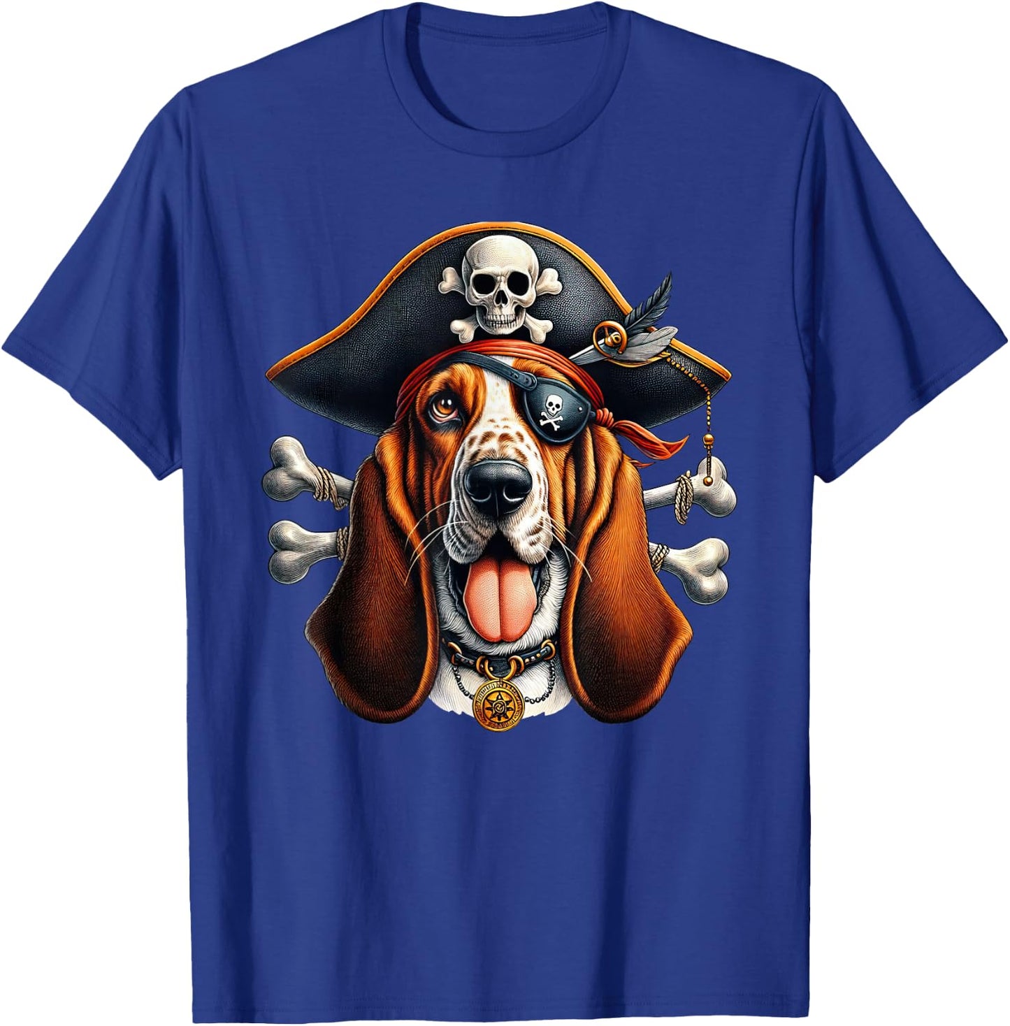 Basset Hound Pirate Crossbones Halloween Kids T-Shirt - T-Shirt | Royal