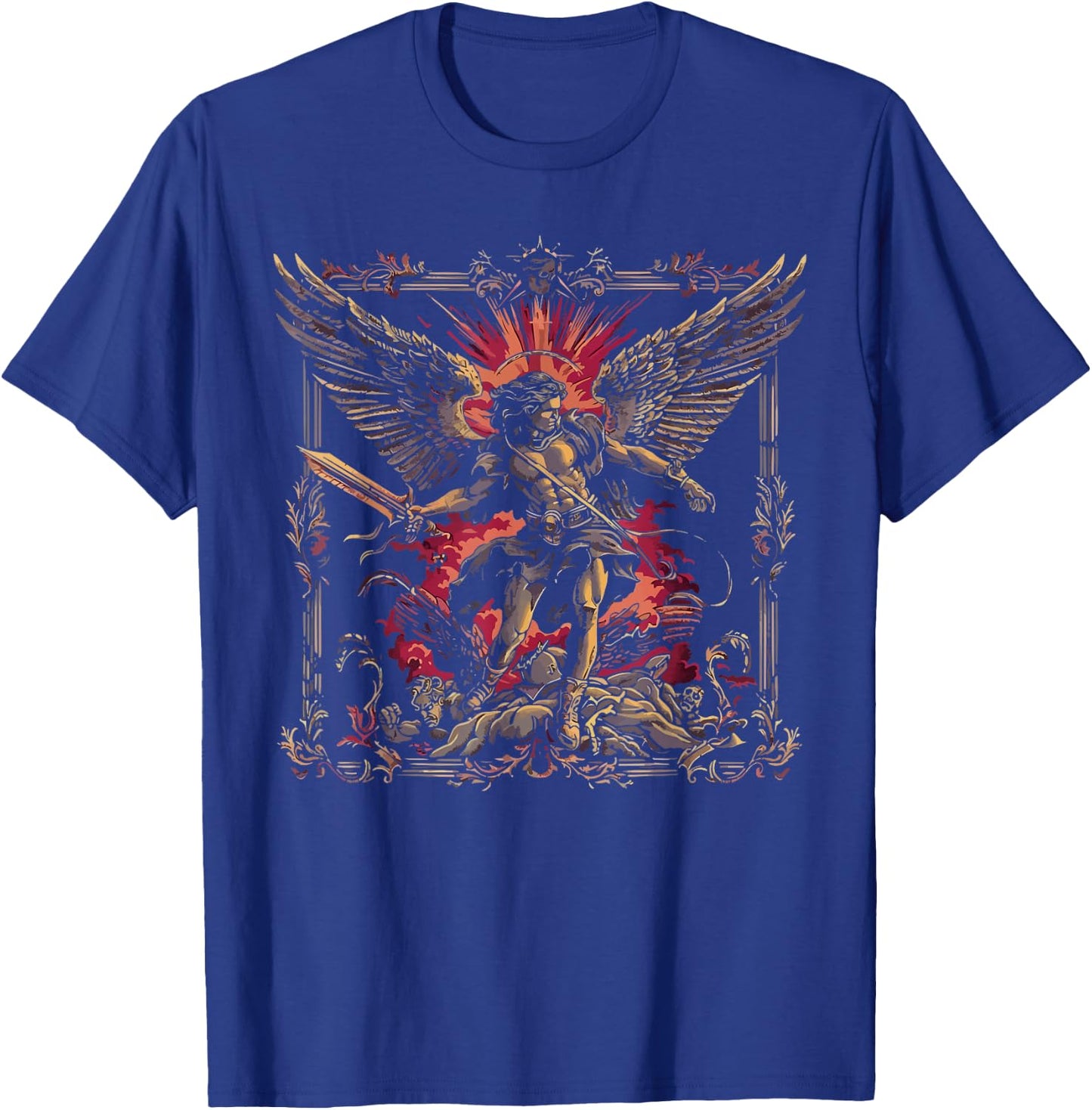 Archangel Catholic Religion Christianity Guardian Angel - Archangel MiZa Apparel - - Religious Theme - Black - Small - Short Sleeve T-Shirt - T-Shirt | Royal