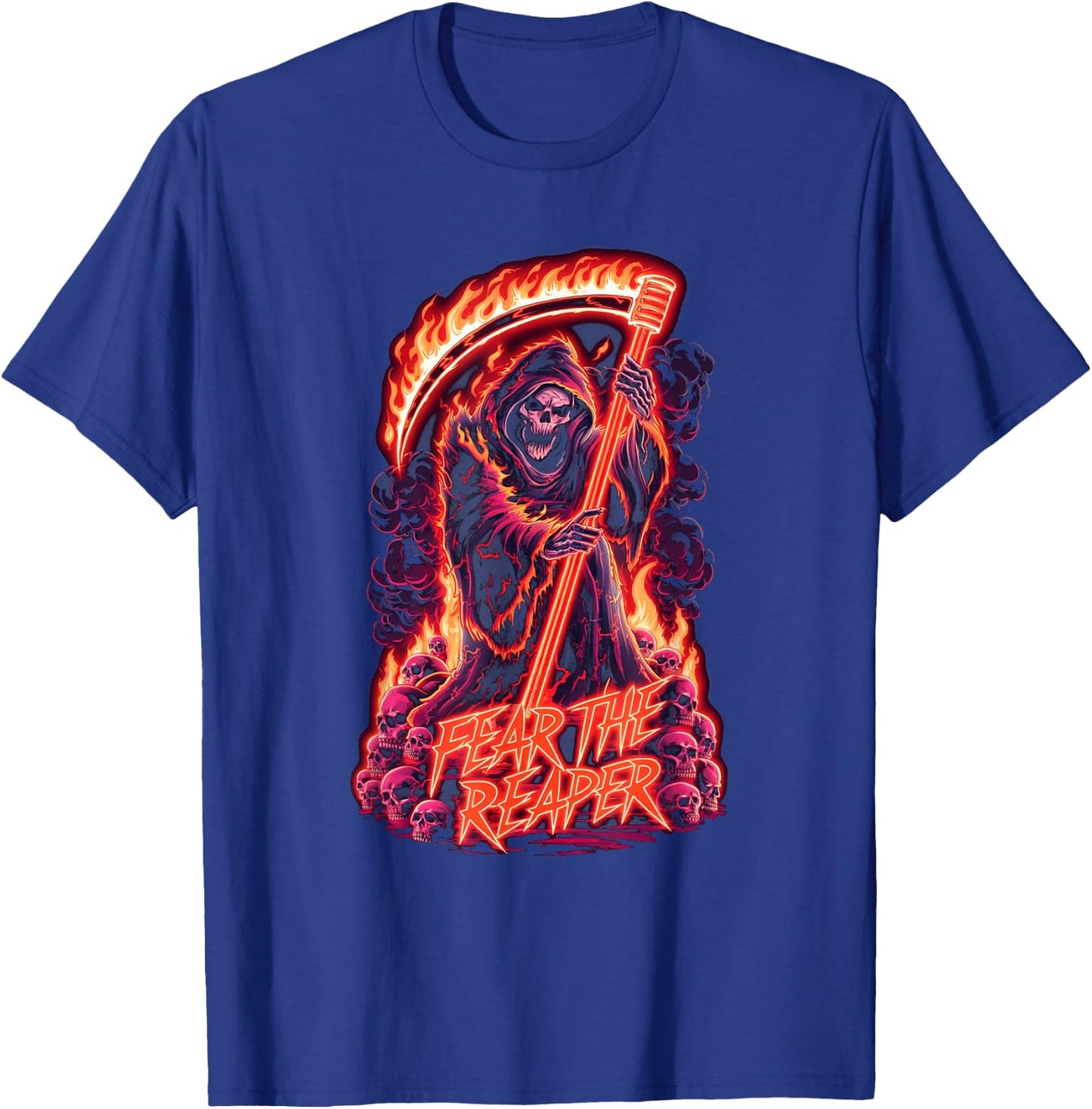 Fear The Reaper - Flaming Grim Reaper Goth T-Shirt - T-Shirt | Royal