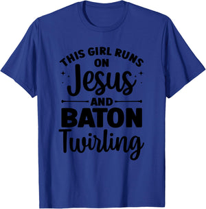 Baton Twirling Art Girls Color Guard Baton Twirler T-Shirt - T-Shirt | Royal