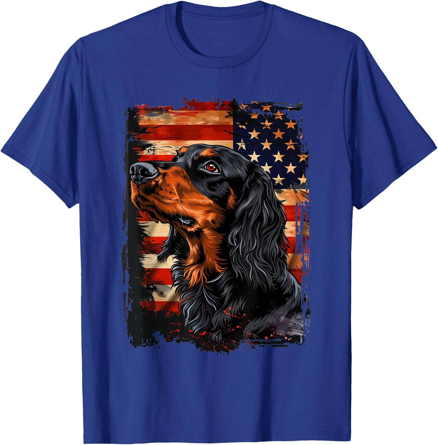 Gordon Setter American Flag Kids Men T-Shirt - T-Shirt | Royal