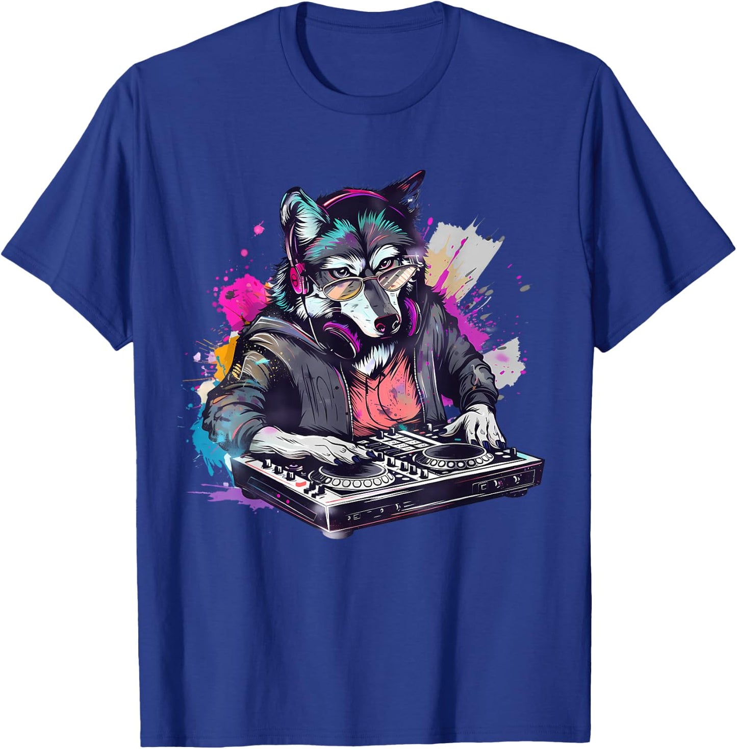Wolf DJ Techno Turntable DJ Wolf Dance Music Producer EDM T-Shirt - T-Shirt | Royal