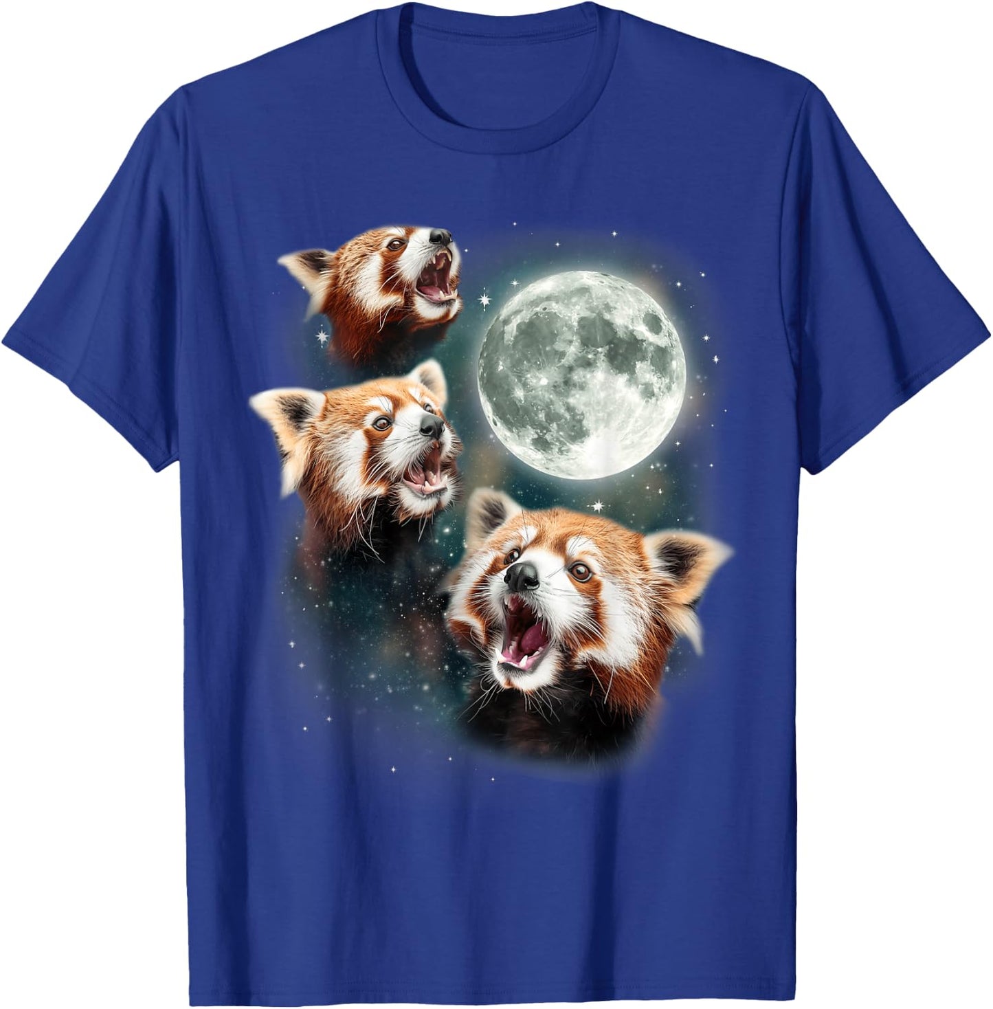 Three Red Panda Moon | 3 Moon Forest Bamboo Howling Bear T-Shirt - T-Shirt | Royal