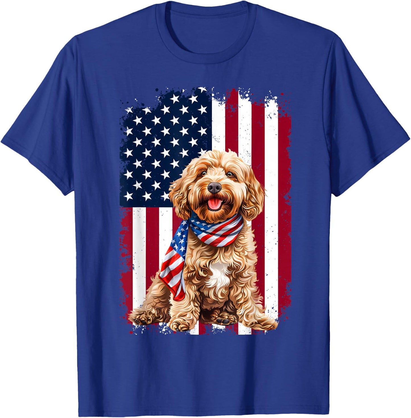 Cockapoo Dog American Flag 4th Of July Cockapoo Dog Gifts T-Shirt - T-Shirt | Royal