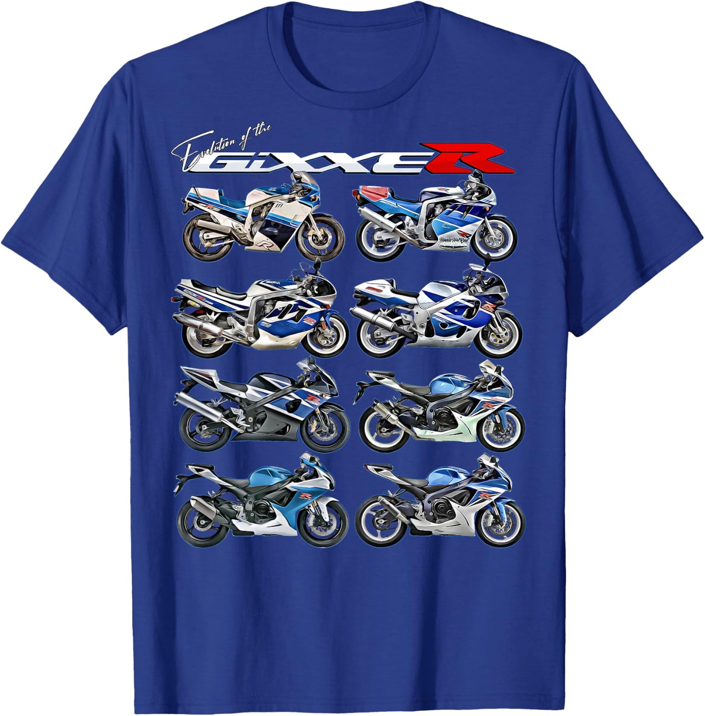 Gixxer,Evolution,GSXR,Road Racing,Motorcycle,Motorbike,Bike T-Shirt - T-Shirt | Royal