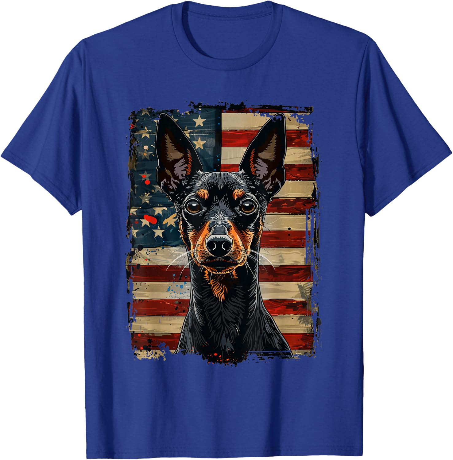 Manchester Terrier American Flag T-Shirt - T-Shirt | Royal