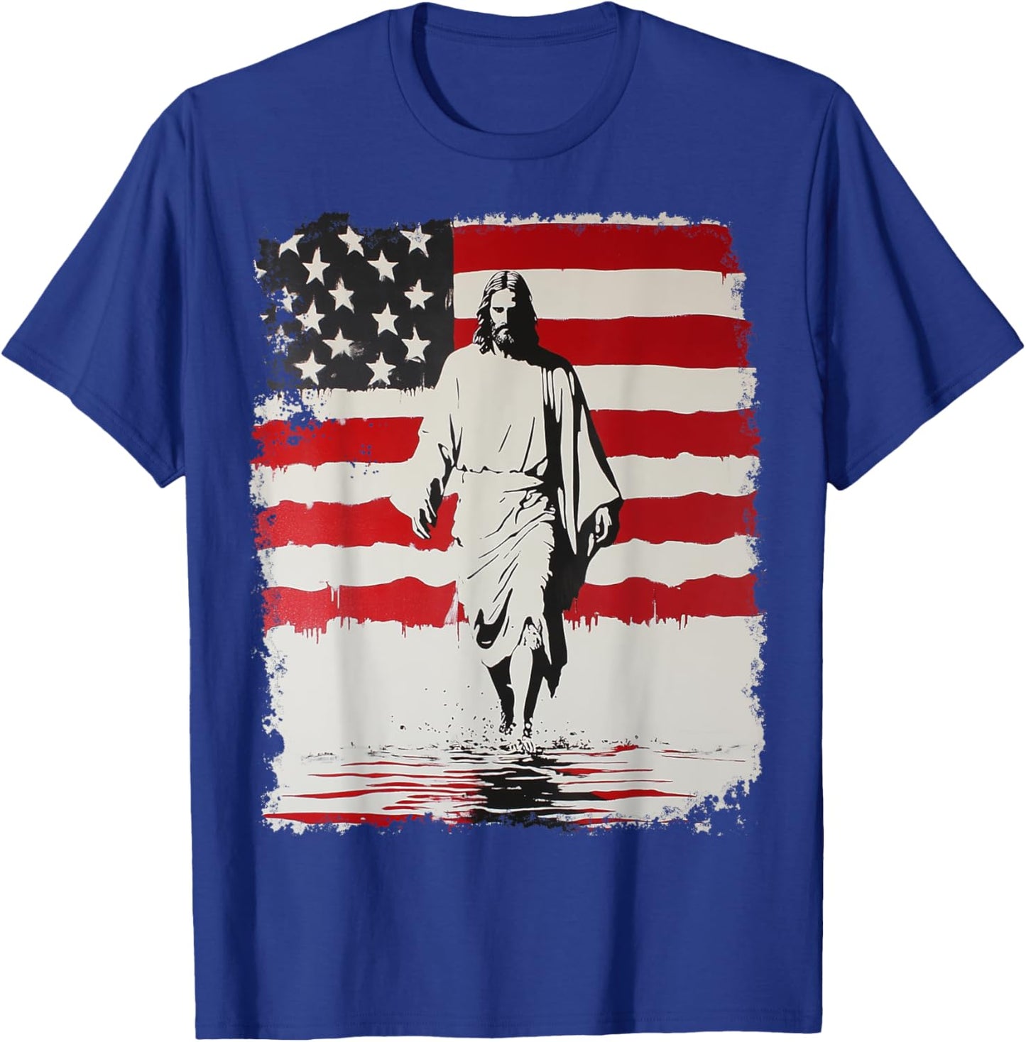 Jesus with American Flag T-Shirt - T-Shirt | Royal