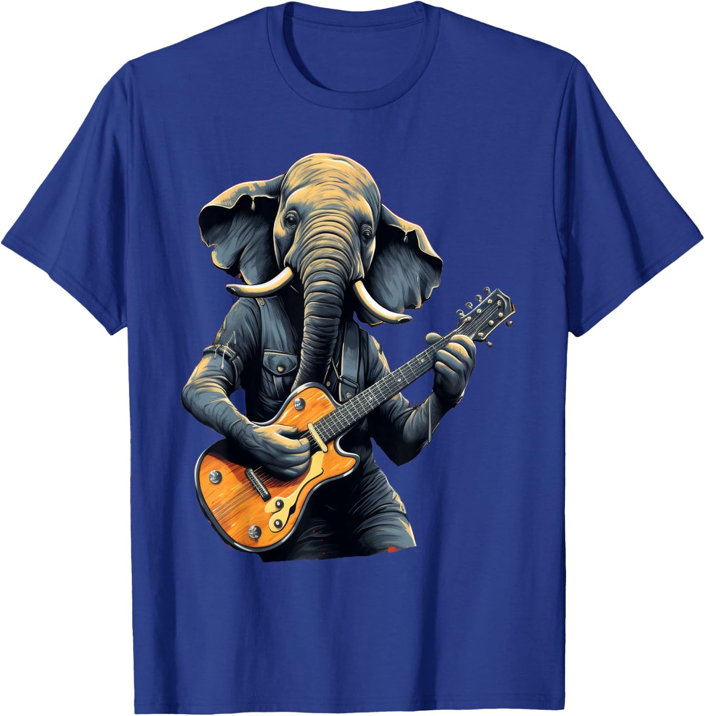 Cute Elephant Playing Guitar Elephants Musician Music T-Shirt - T-Shirt | Royal