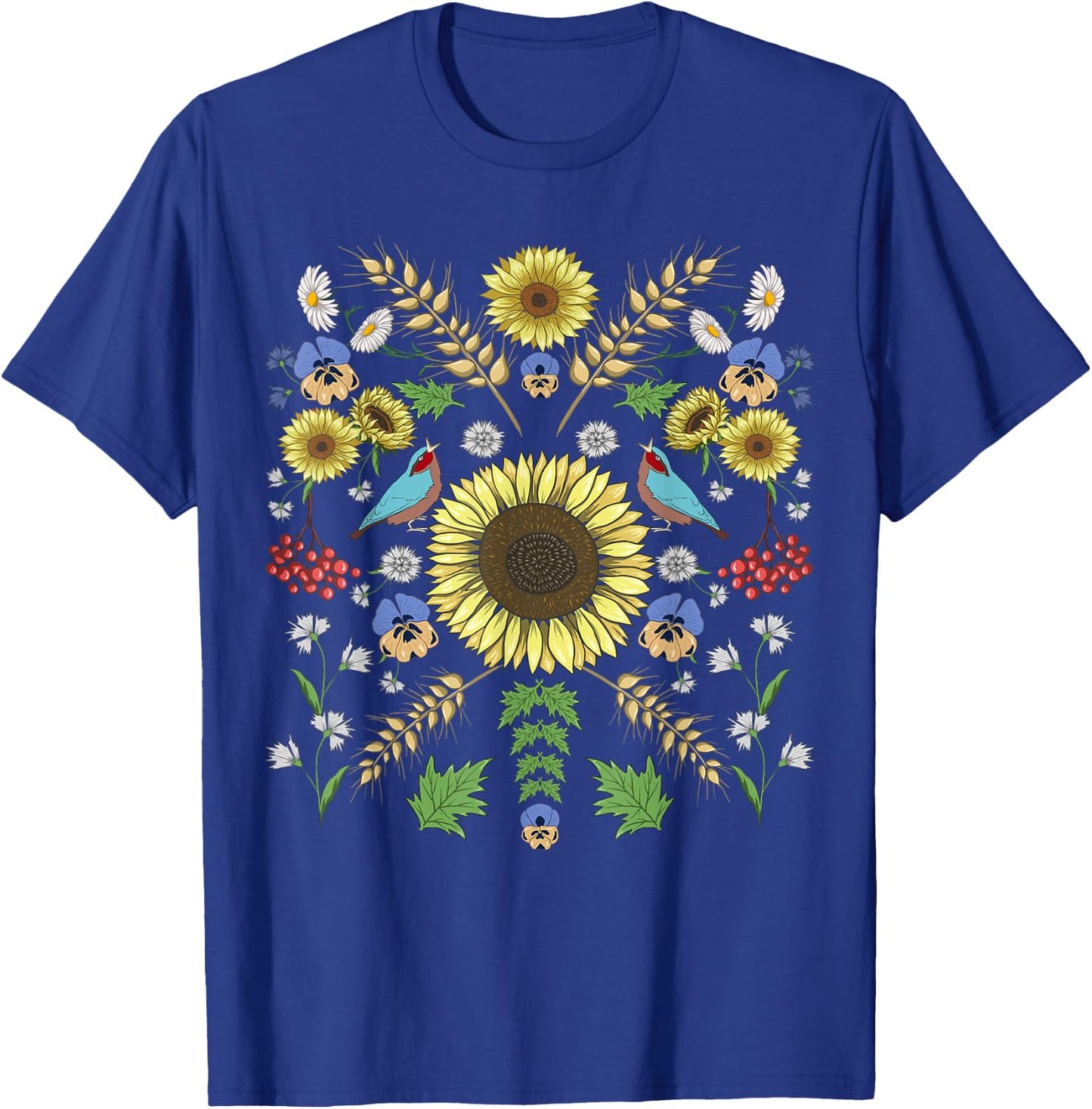 Ukraine Sunflowers Cute Floral Ukrainian Vyshyvanka T-Shirt - T-Shirt | Royal